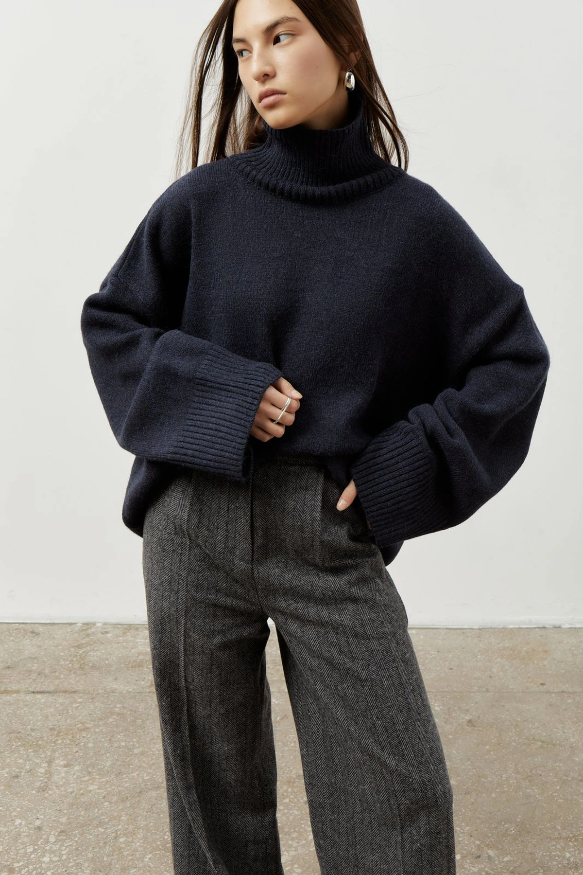 AMI Wool Blend Turtleneck Oversize Sweater
