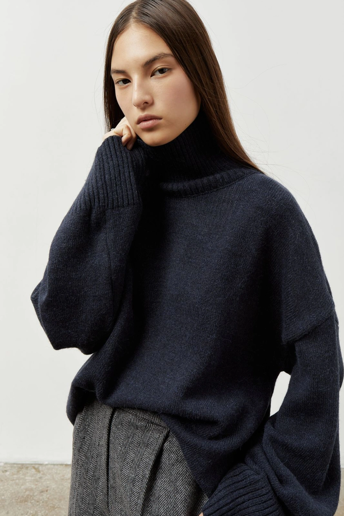 AMI Wool Blend Turtleneck Oversize Sweater