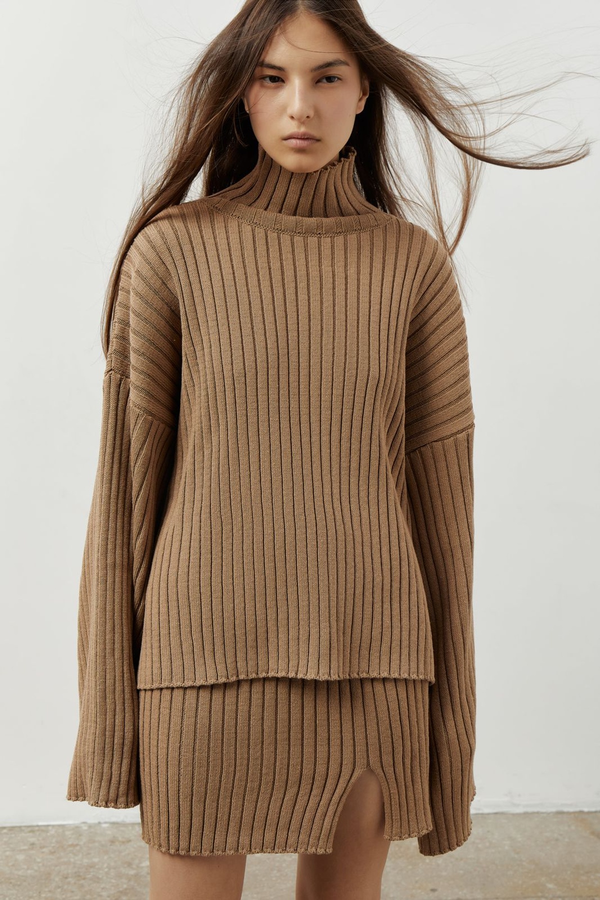 Knitted Matching Set with Sweater and Mini Skirt