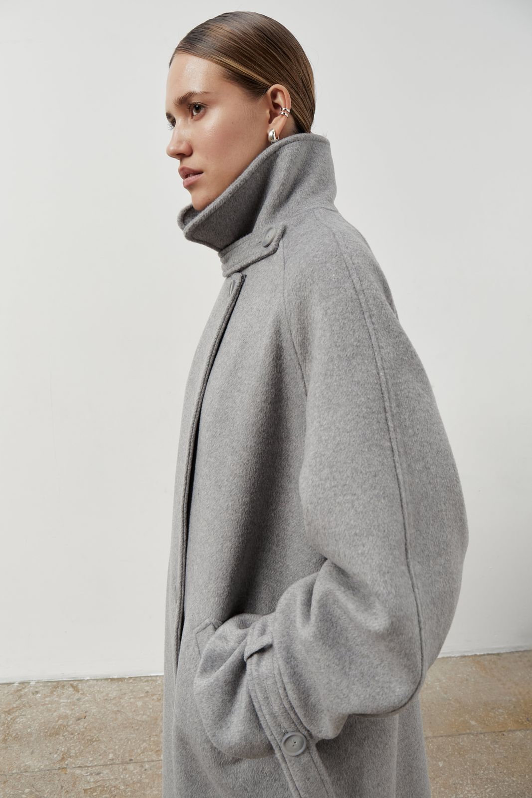ジャケット・アウター URU 19aw WOOL CHECK BELTED COAT Gray URU(ウル)/WOOL CHECK BELTED COAT/Gray/19aw