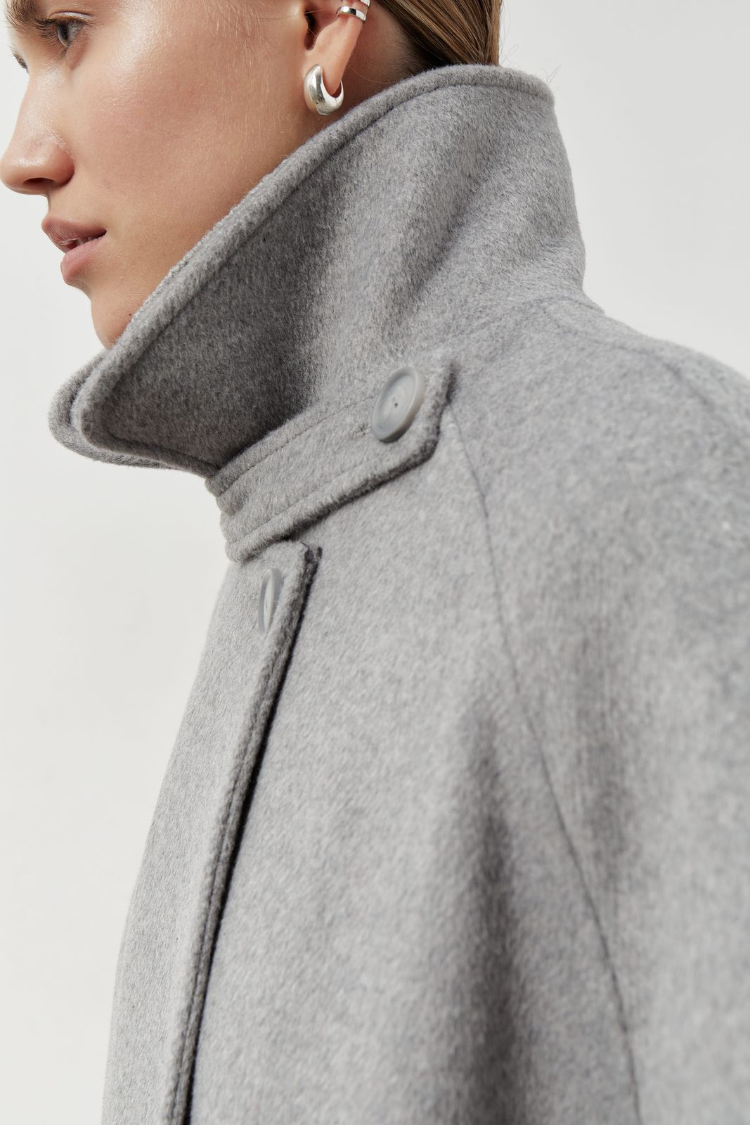 Wool Coat MARGOT with Tie Belt - Grey | COOSH