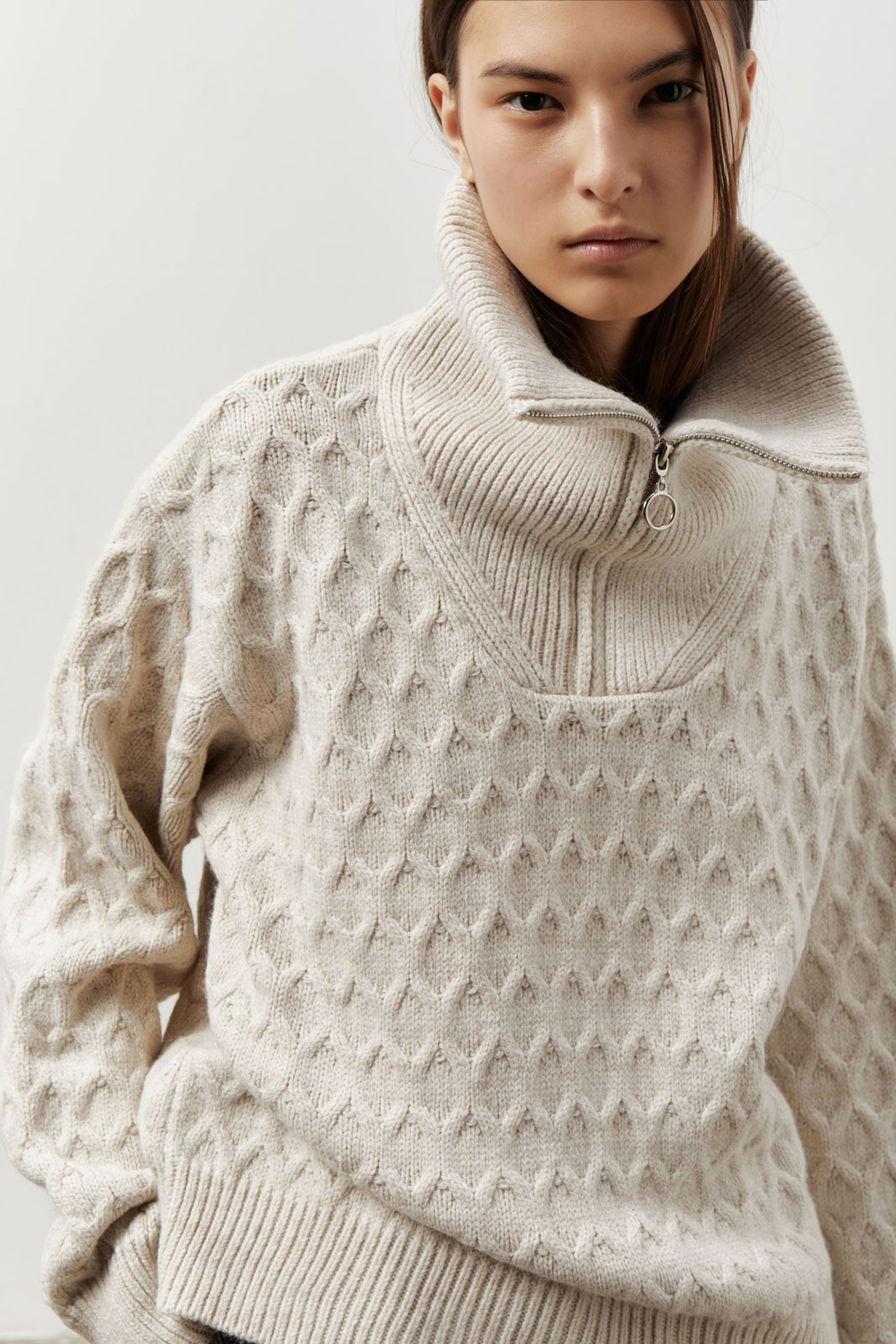 Textured Knit EMBER Sweater with Zip
