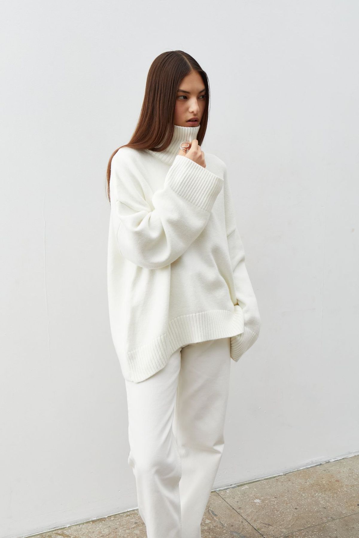 Candy Blue Tweed Denim Collar Sweater  Co-ord Set With Pant