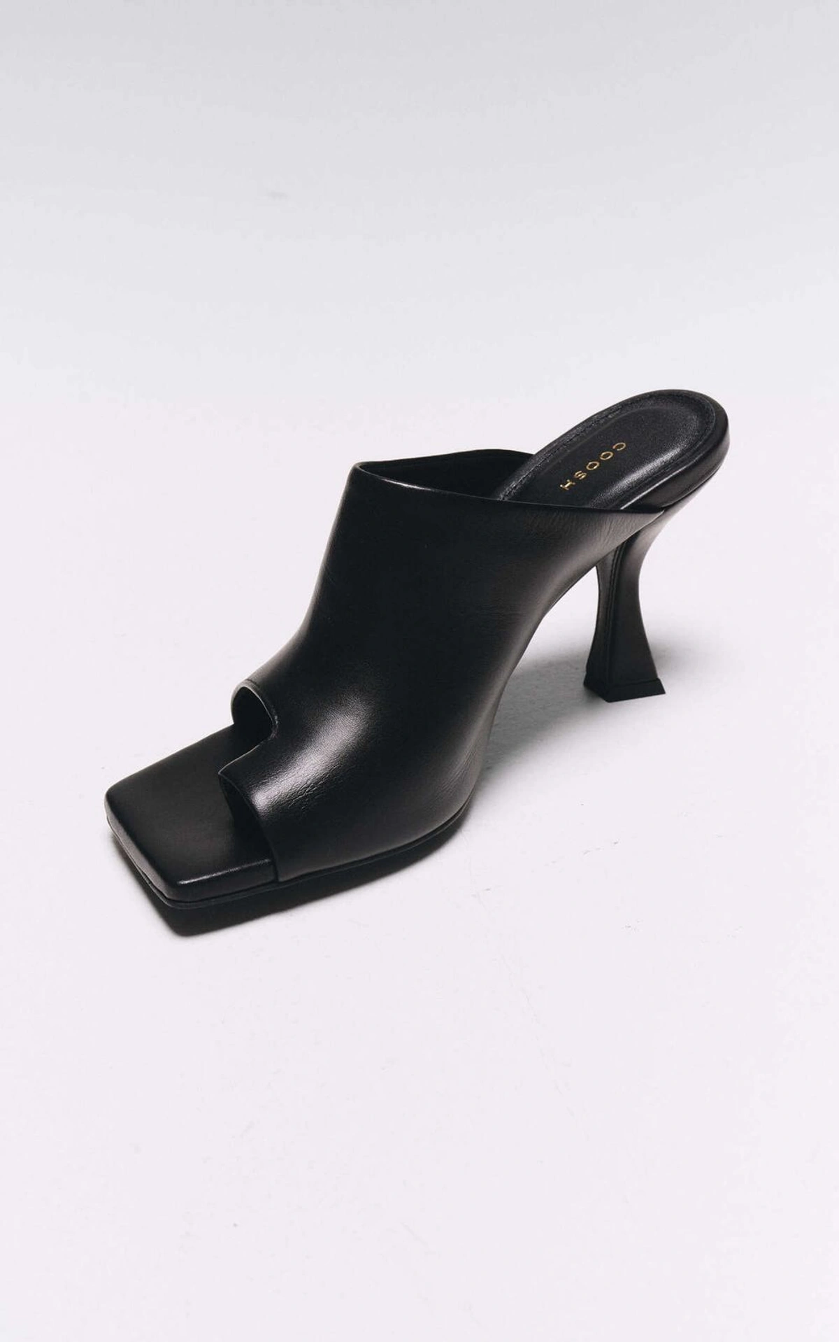 Leather Geometric Heeled Mules BRUNA