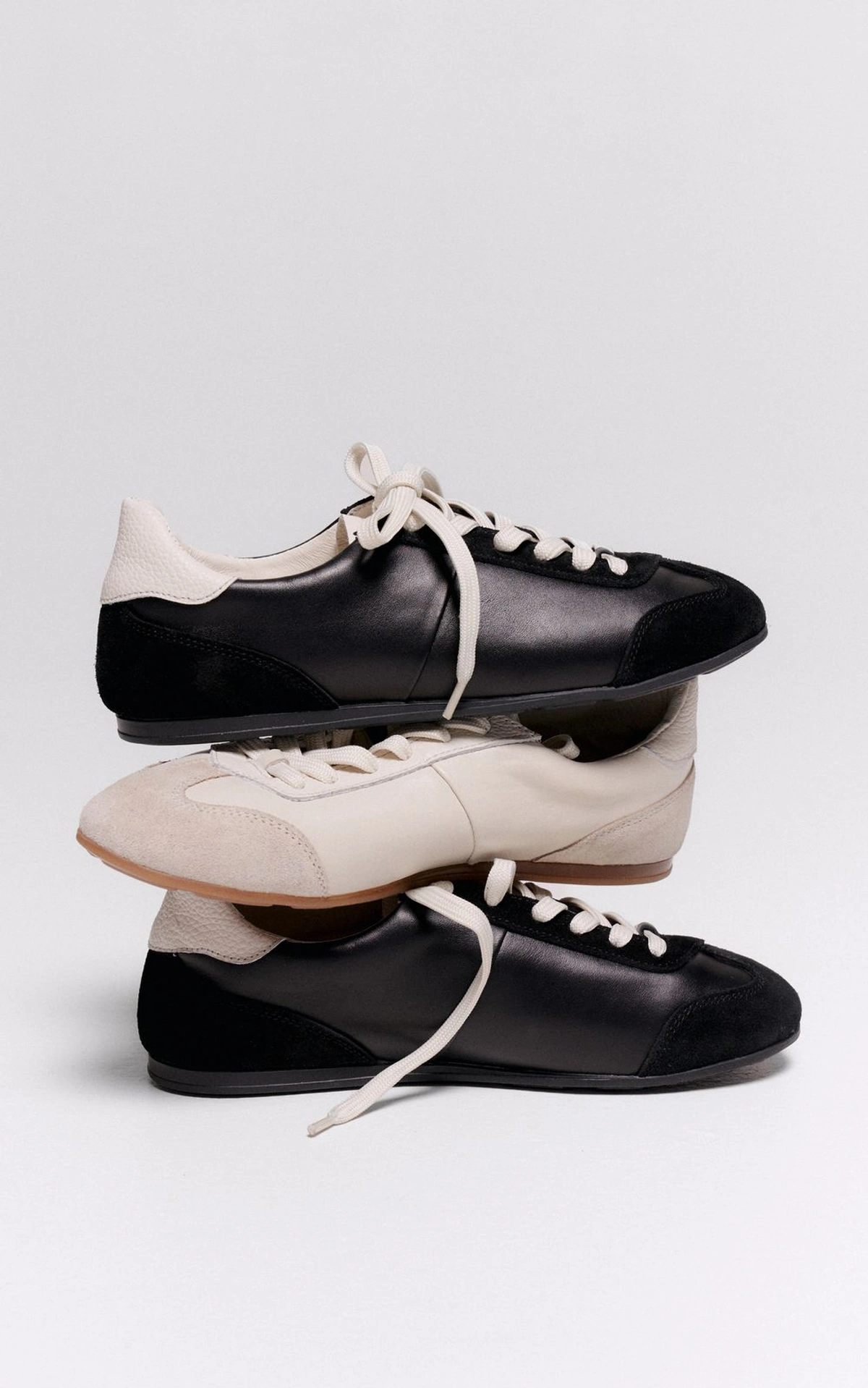Leather Sneakers with Suede Inserts