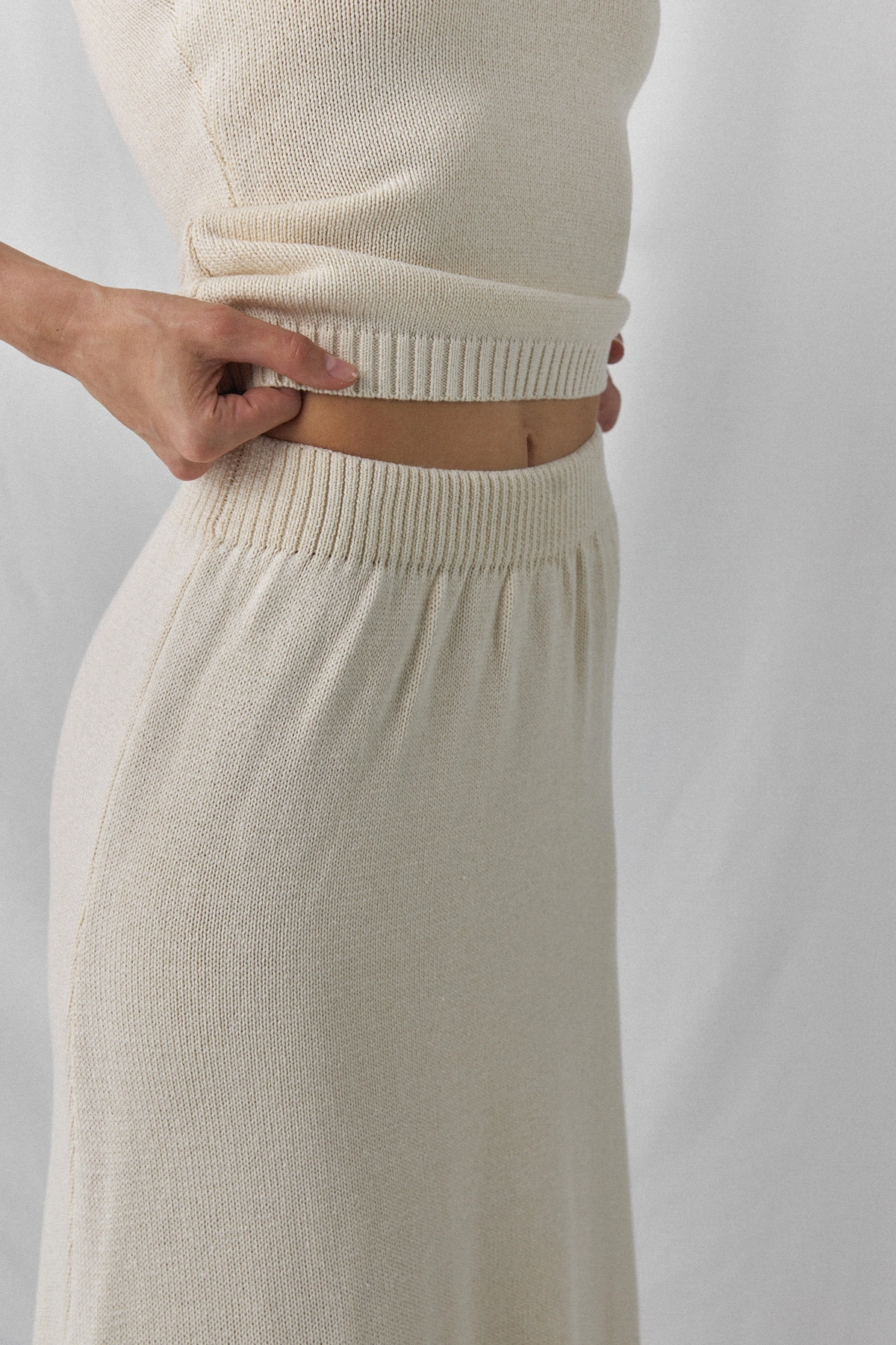 Bawełniany Komplet ELLA: Top Bandeau i Spódnica Maxi