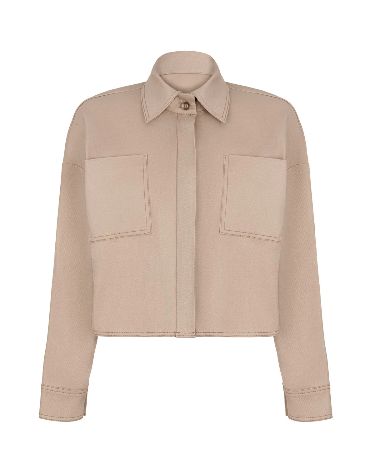 Cropped Jacket with Chest Pockets