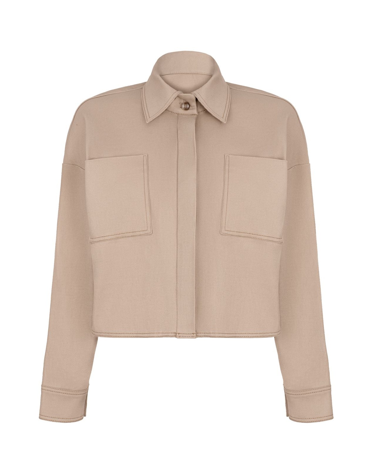 Cropped Jacket with Chest Pockets