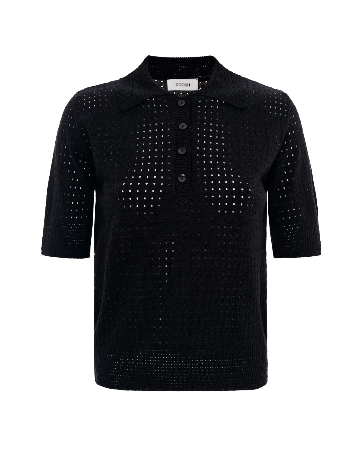 Open Knit Translucent Polo Shirt