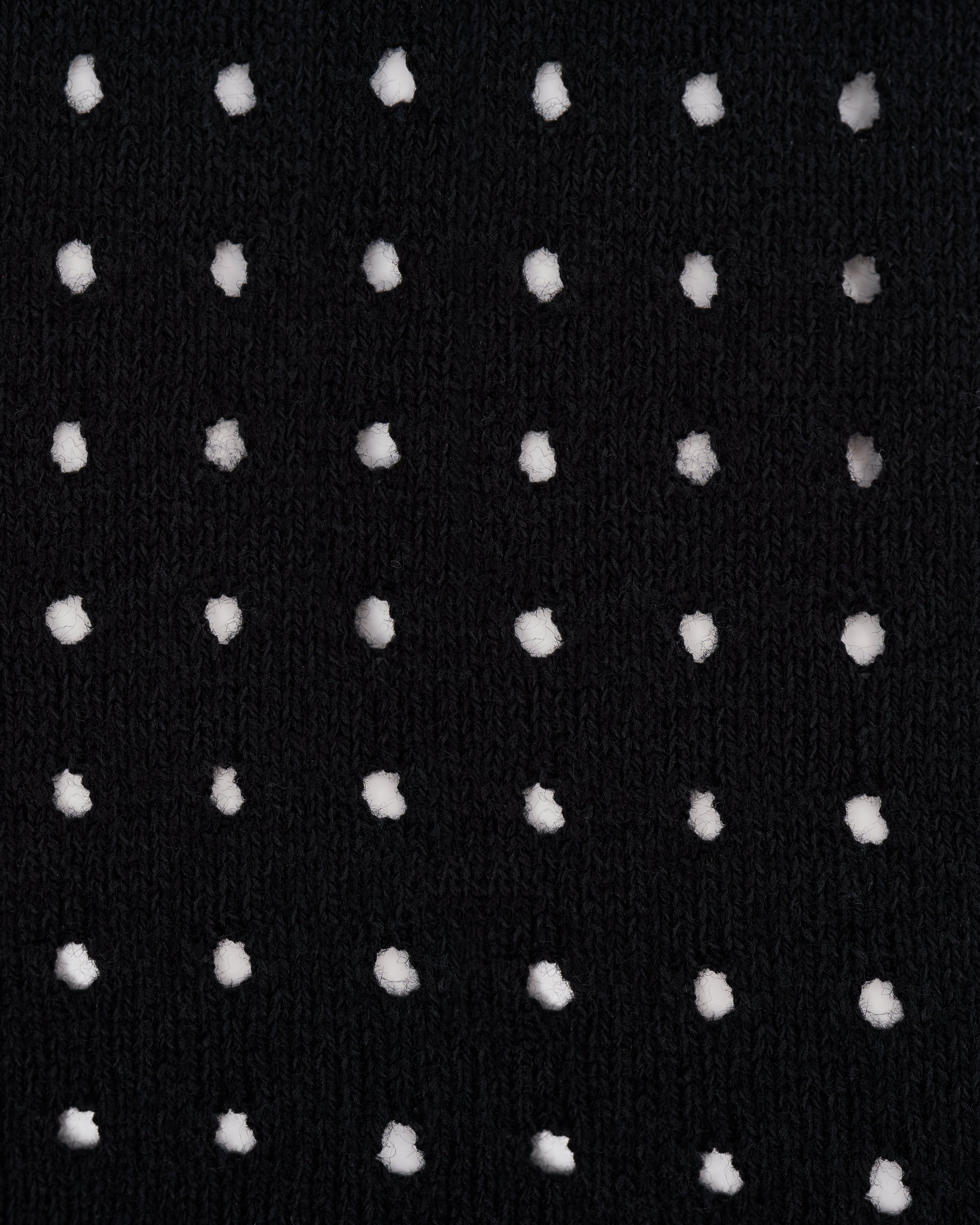 Open Knit Translucent Polo Shirt - Black | COOSH
