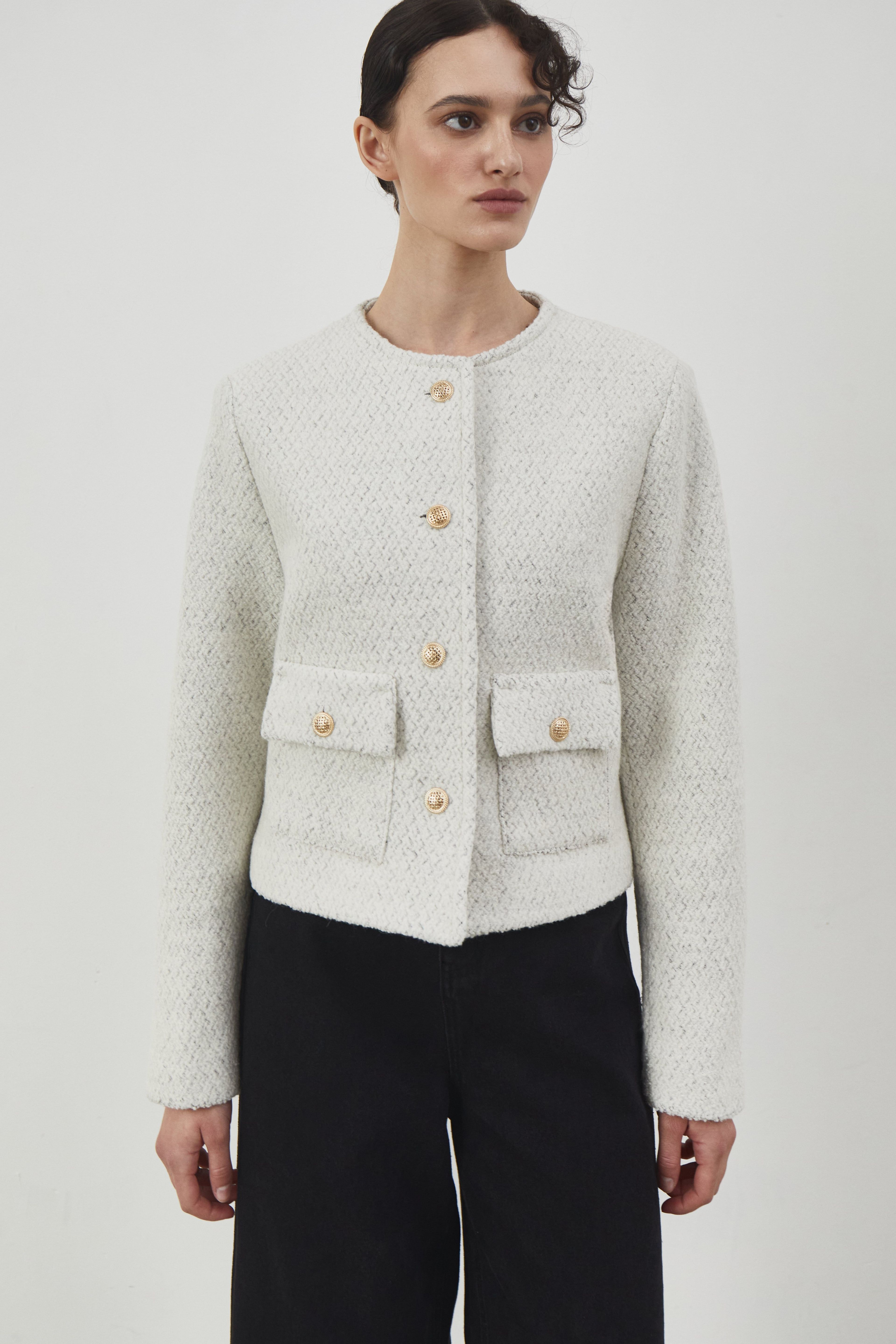 Cardigan Blazer with Pockets in Premium Boucle 
