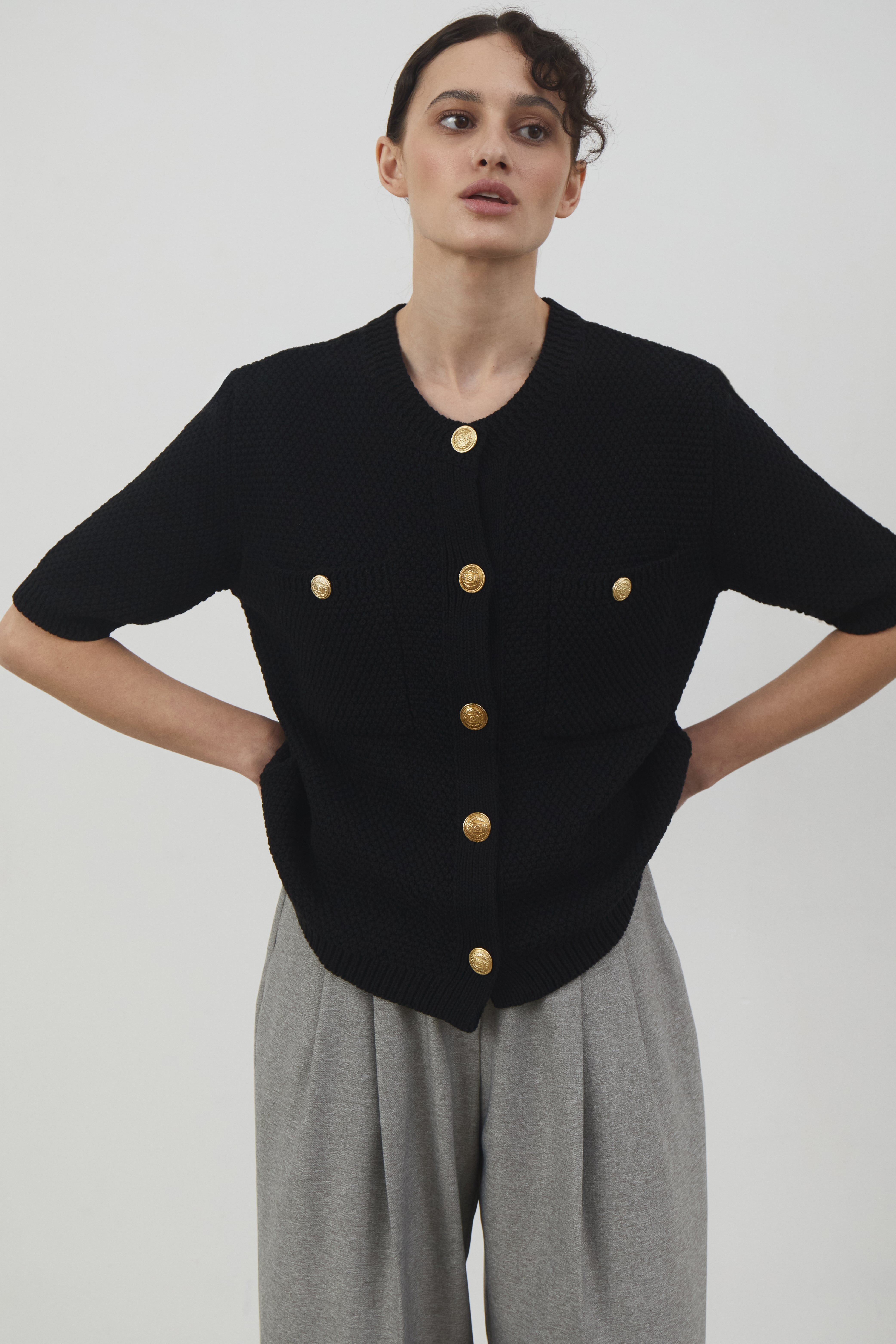 【2plan】Berry boucle short sleeve cardigan Berry boucle short sleeve cardigan - 2PLAN | 60% - Asian