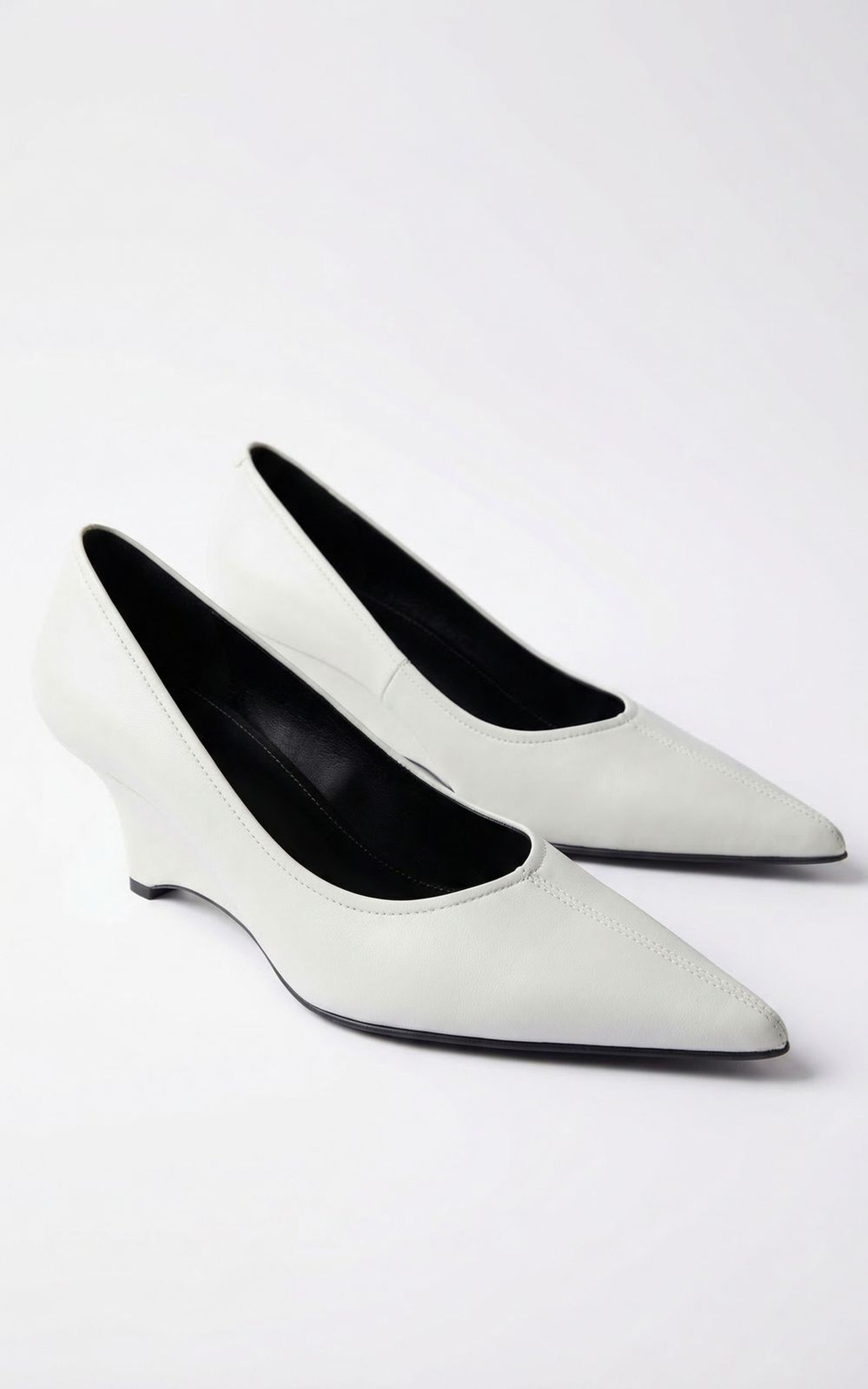 Pointed-Toe Wedge Leather Pumps CECILE