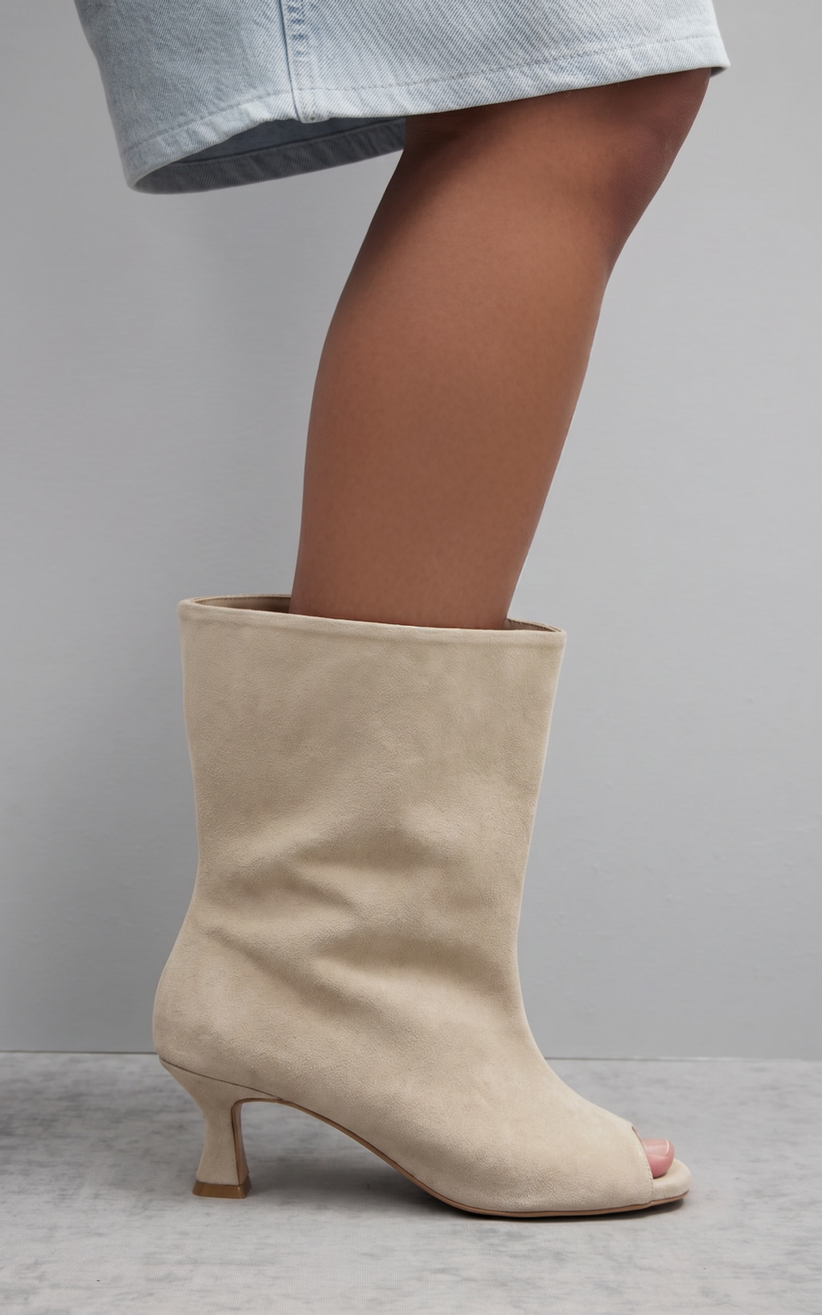 Open-Toe Suede Ankle Boots SAFARI