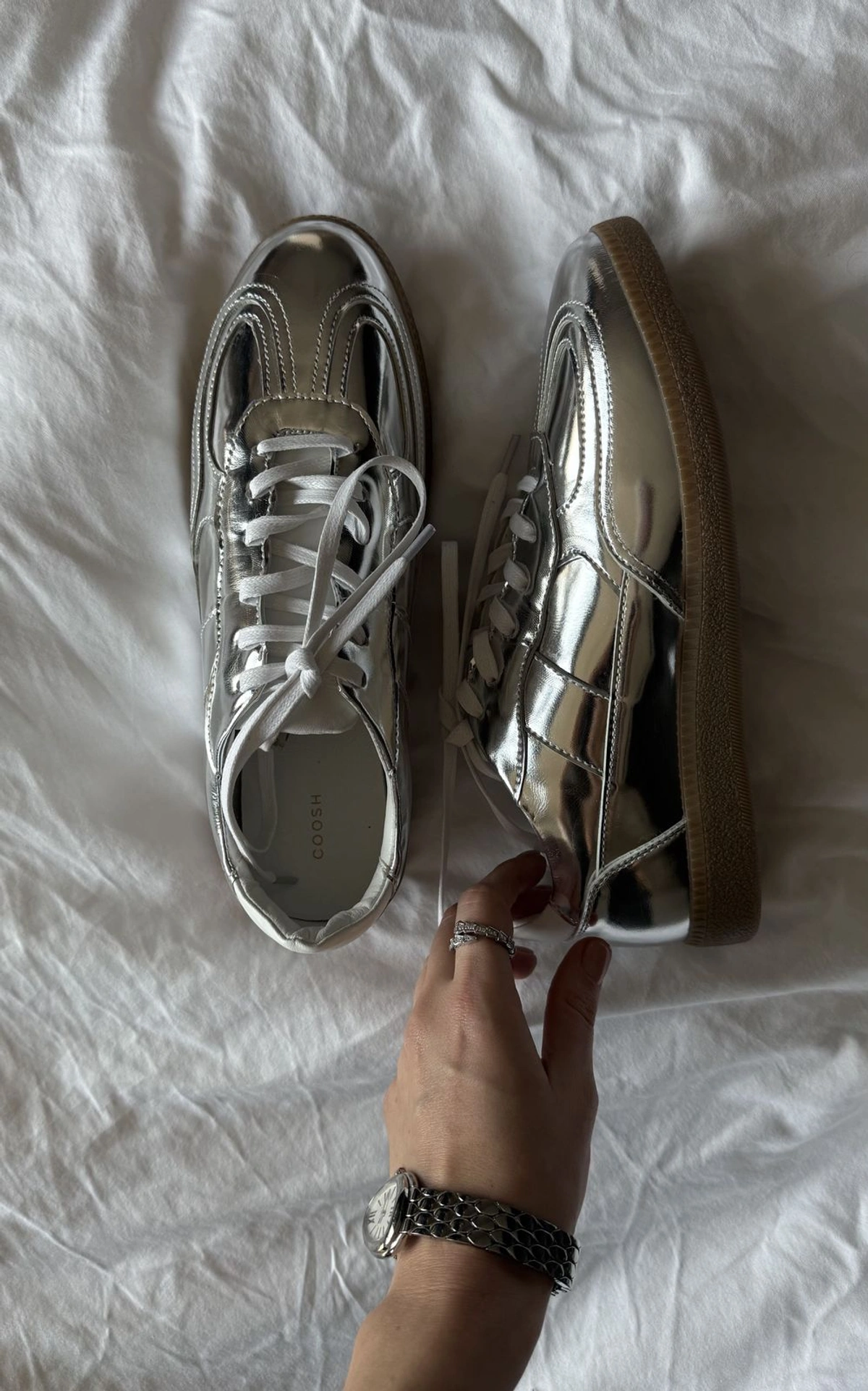Metalizowane Sneakersy LUNA ze Skóry Naturalnej