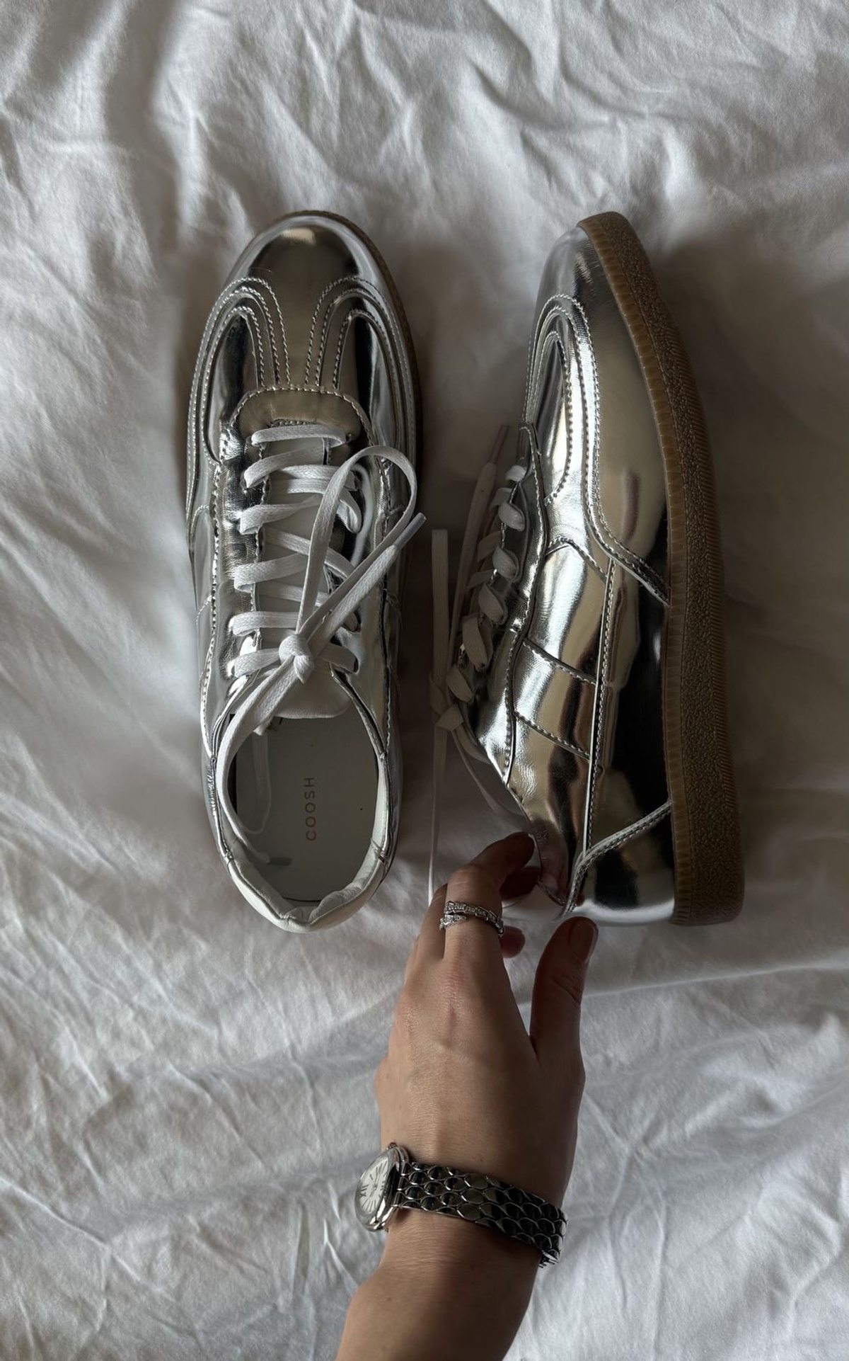 Metalizowane Sneakersy LUNA ze Skóry Naturalnej