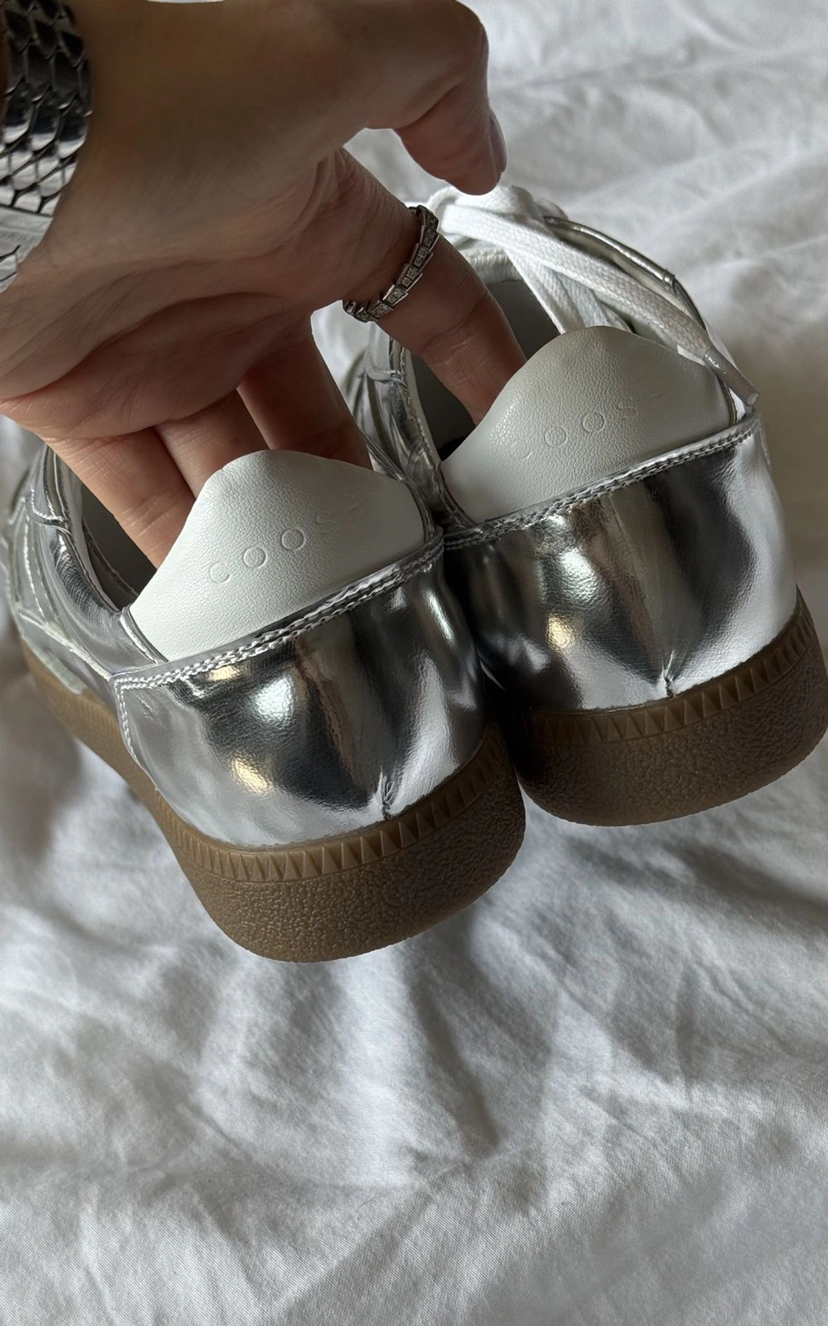 Metalizowane Sneakersy LUNA ze Skóry Naturalnej
