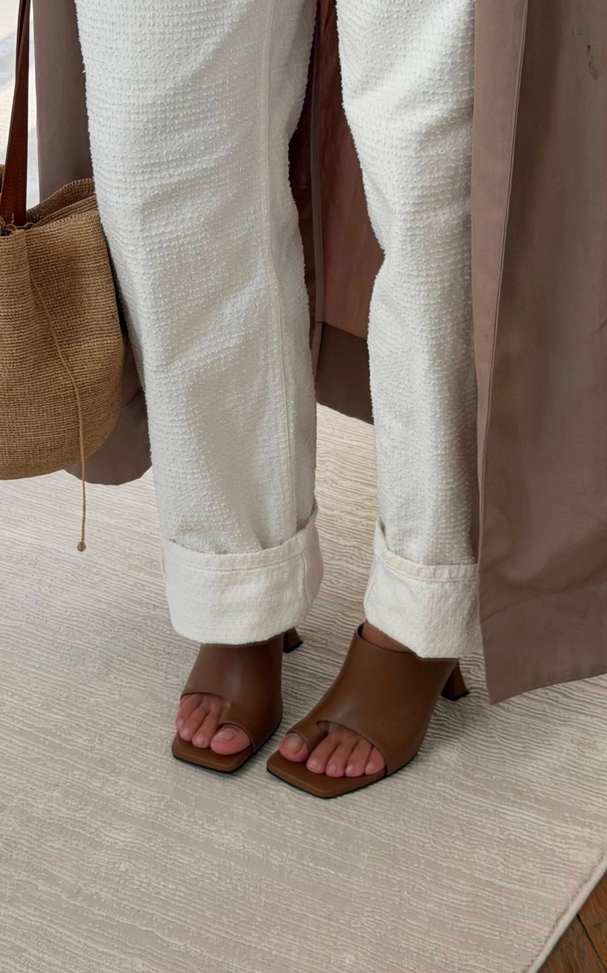 Leather Geometric Heeled Mules BRUNA