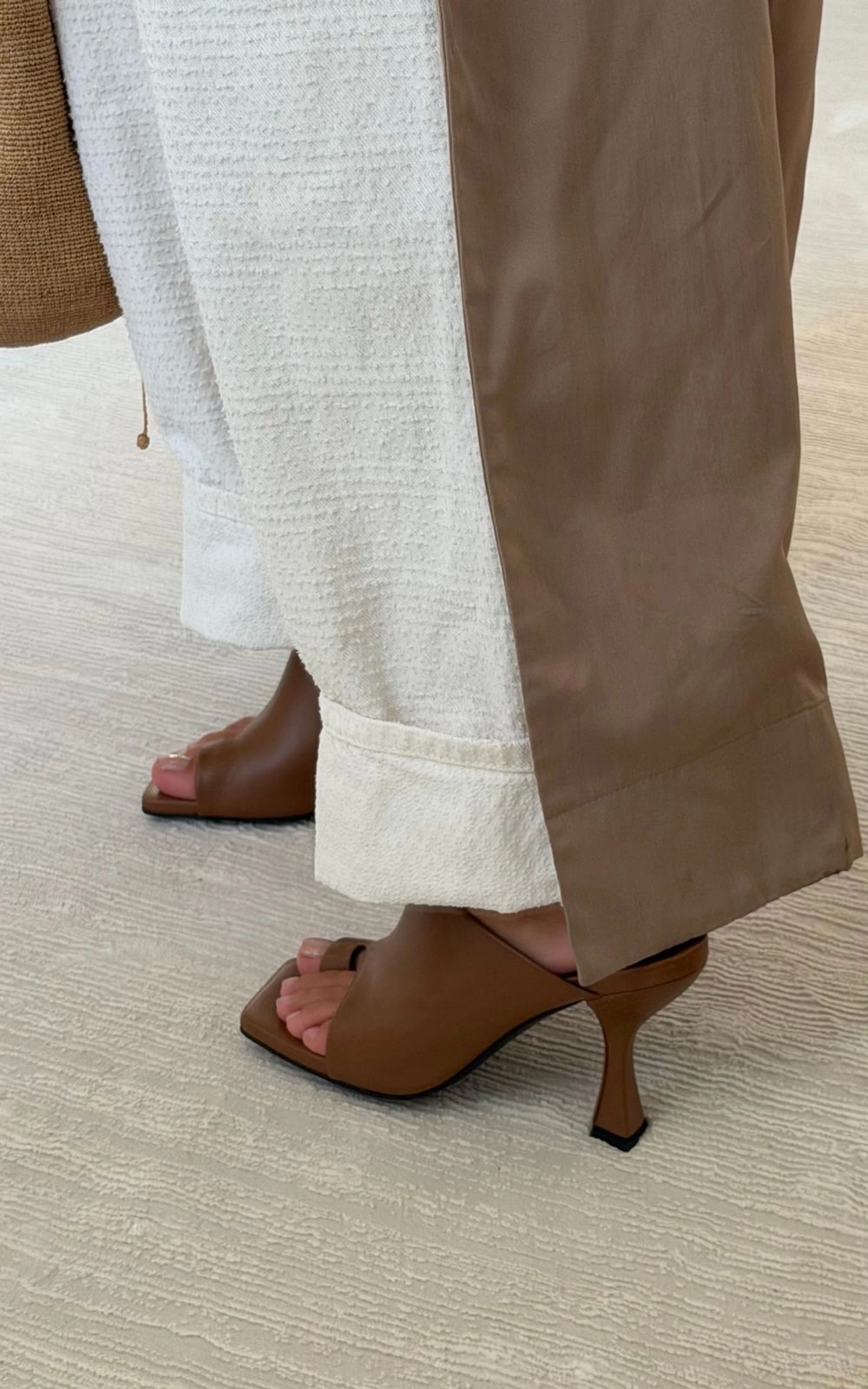 Leather Geometric Heeled Mules BRUNA