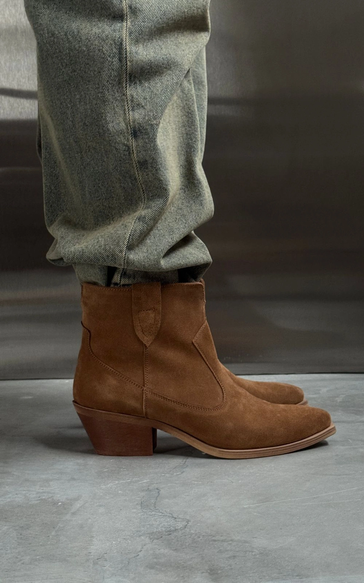 Short Suede Cowboy Boots