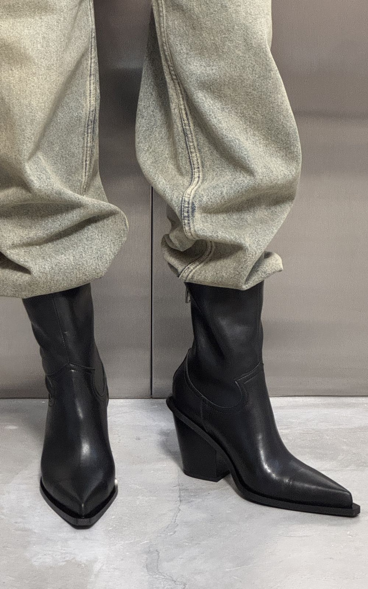 Leather Cowboy Ankle Boots SHIRLEY