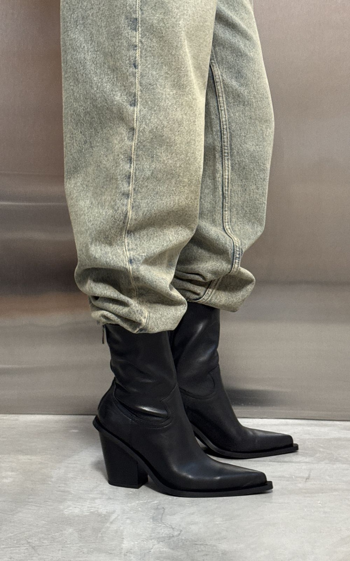 Leather Cowboy Ankle Boots SHIRLEY