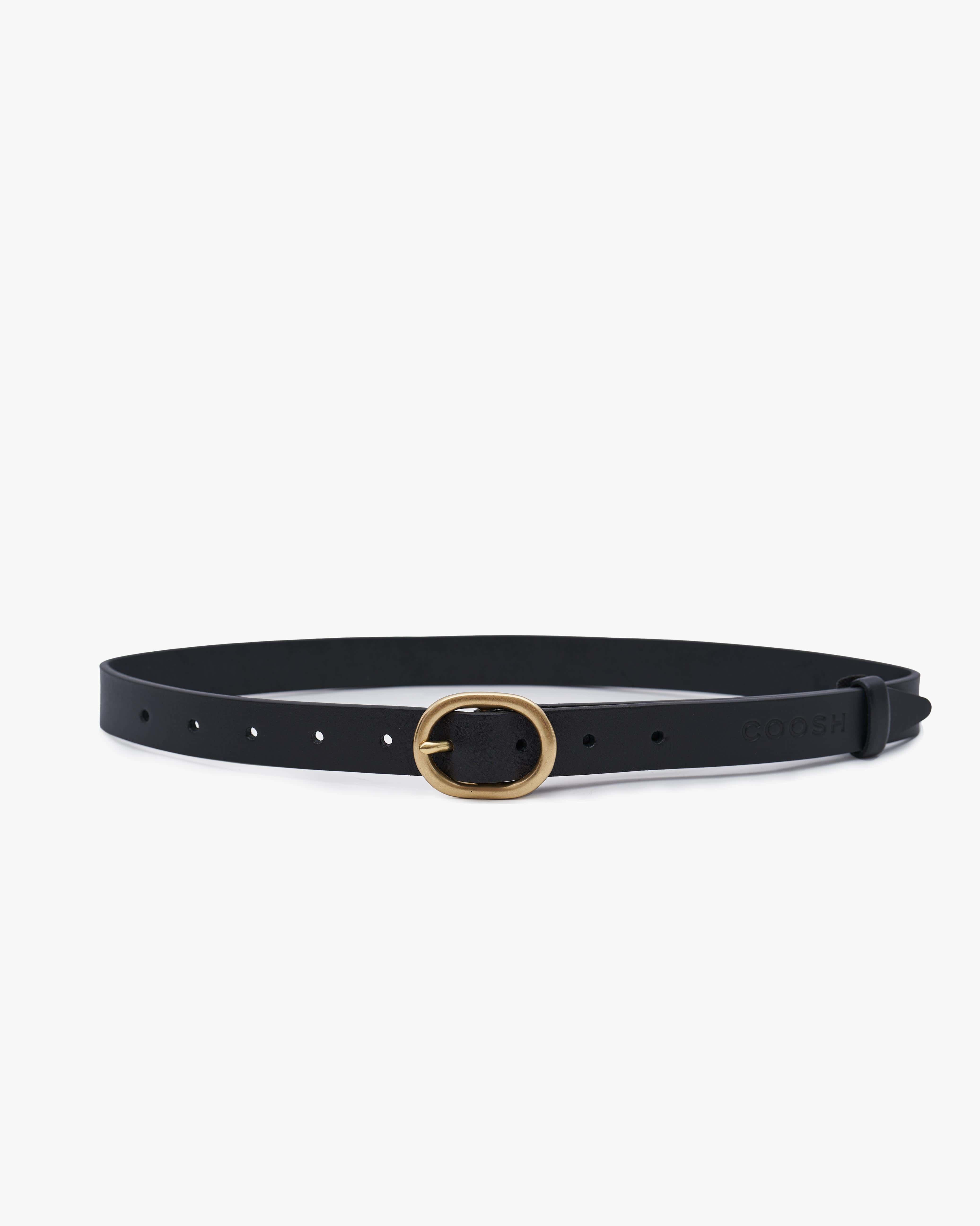 Smooth Leather Slim Belt - Black | COOSH