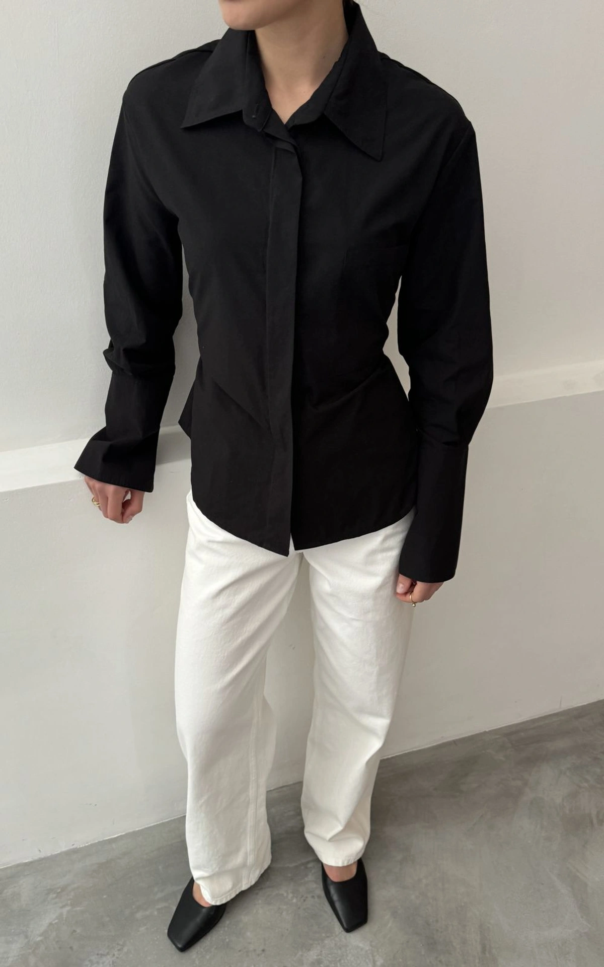 Fitted Shirt with Decorative Tie Belt