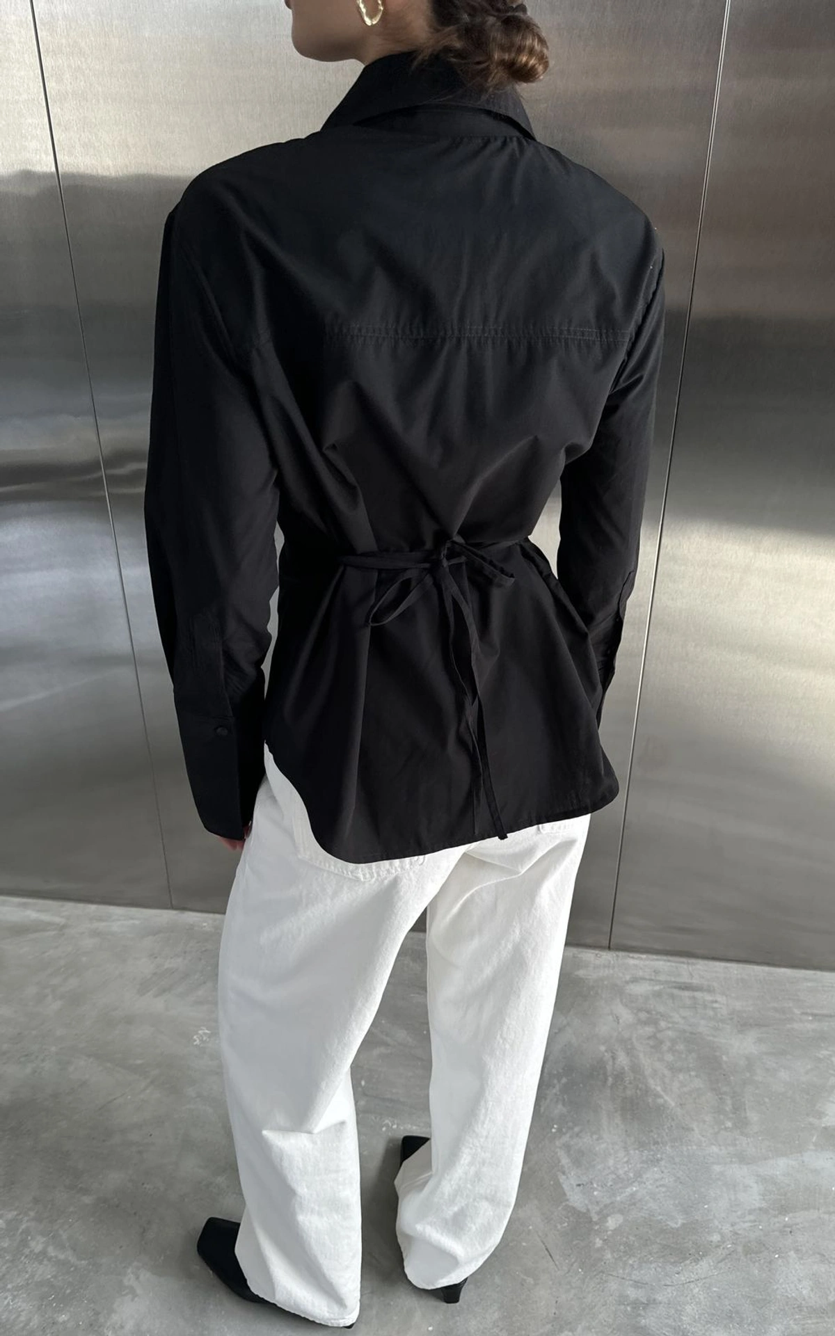 Fitted Shirt with Decorative Tie Belt
