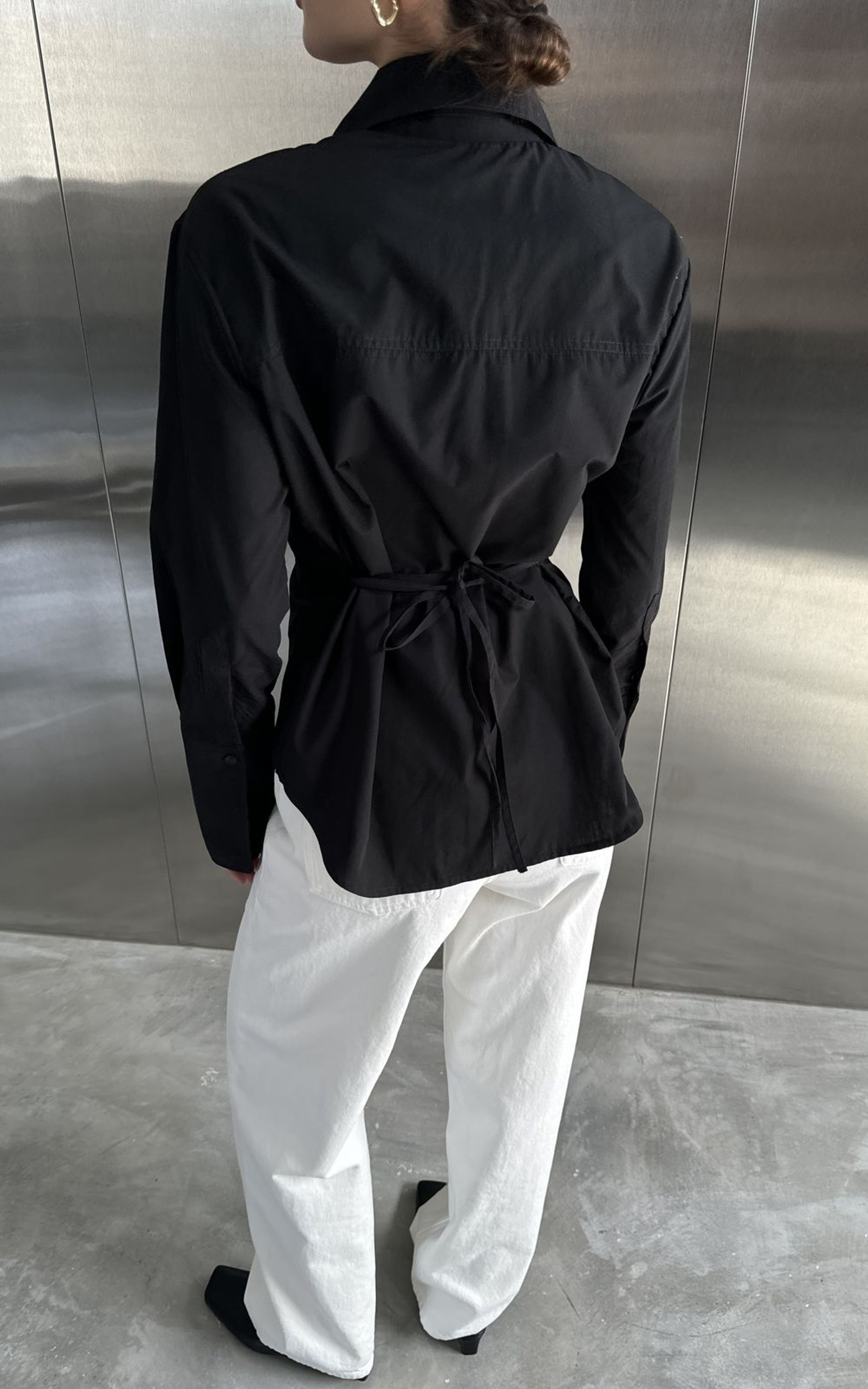 Fitted Shirt with Decorative Tie Belt