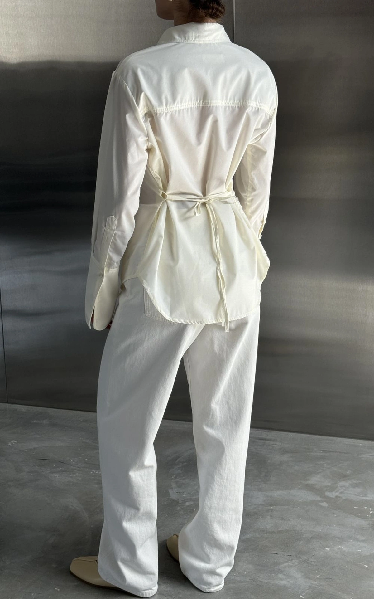 Fitted Shirt with Decorative Tie Belt