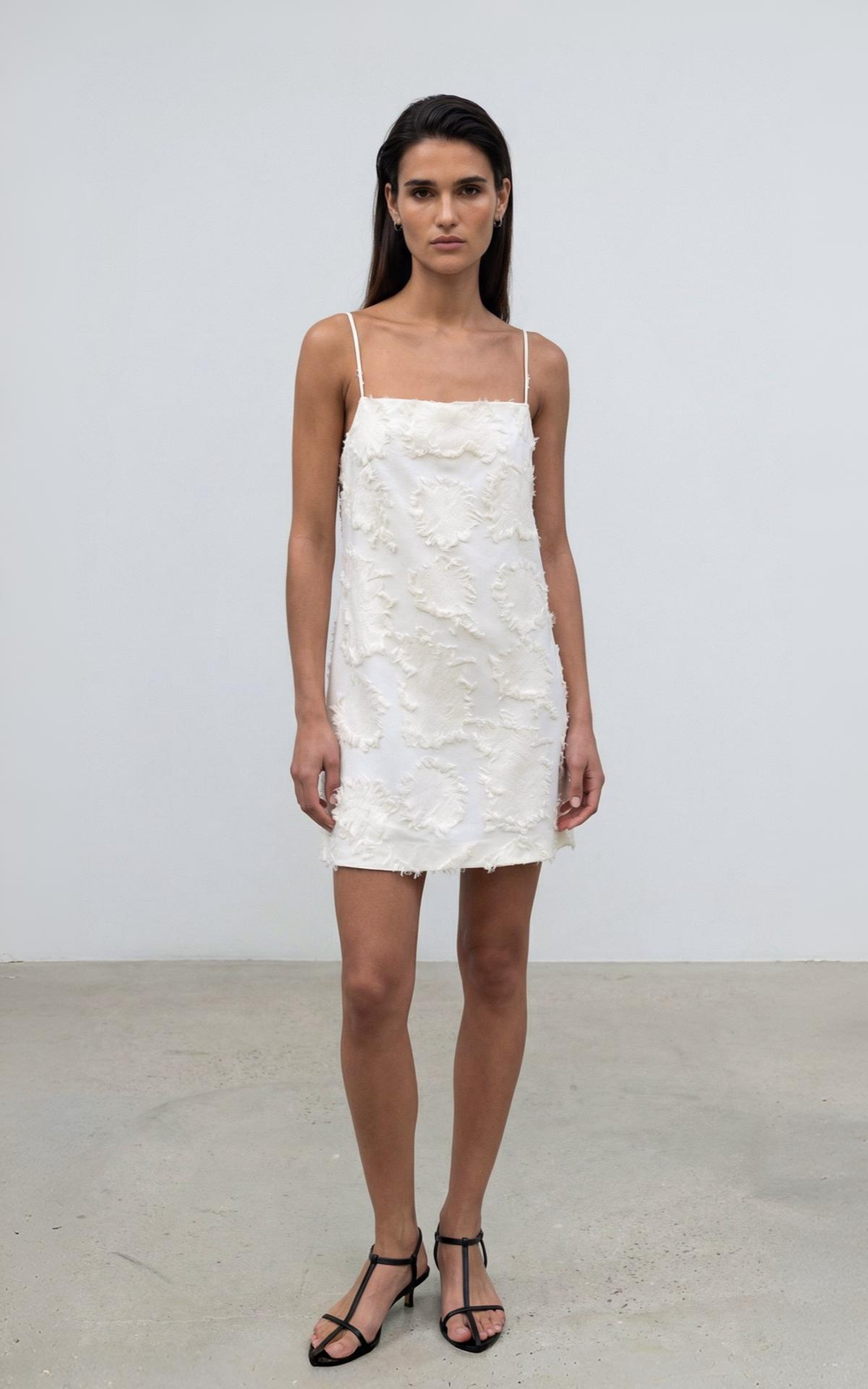 Sheer Jacquard Dress ホワイト Textured Jacquard Dress JACQUELINE - Milky | COOSH