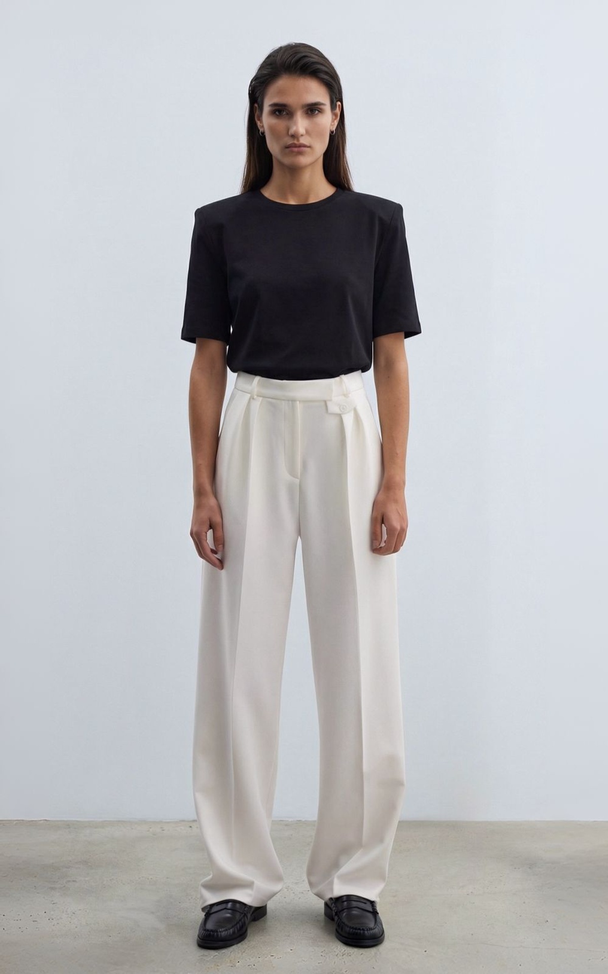 Padded Shoulder Straight-Fit T-shirt