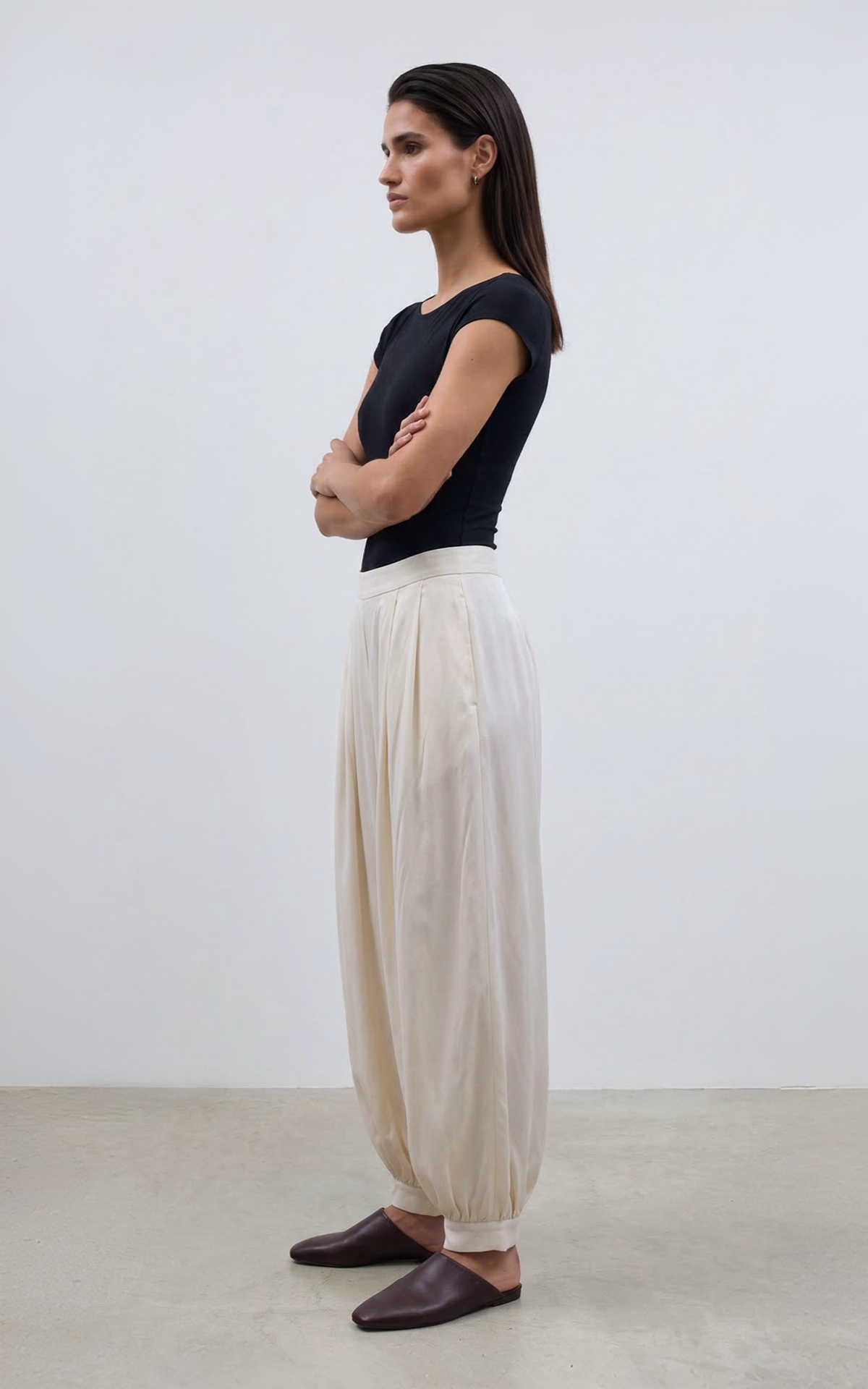 Штани-аладіни сатинові з ефектом плісе