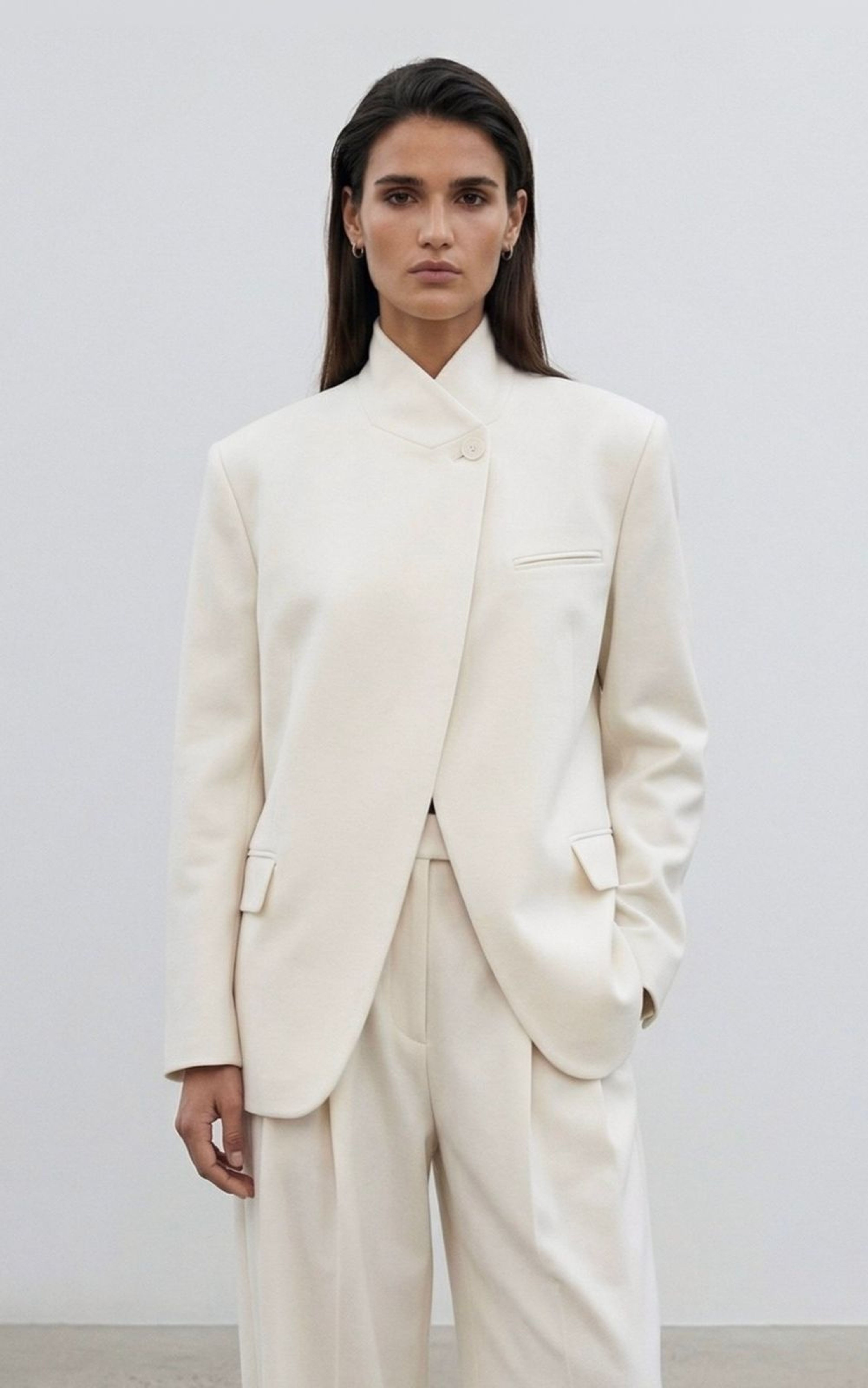 Asymmetric Front Stand-Collar Jacket