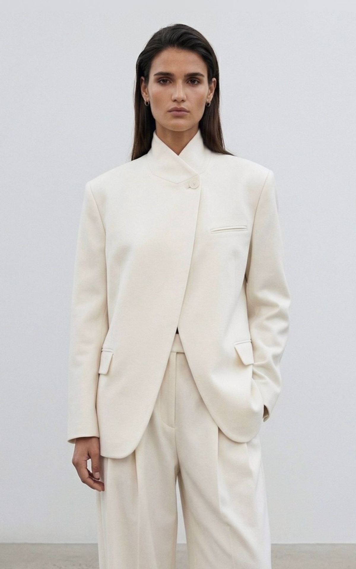 Asymmetric Front Stand-Collar Jacket