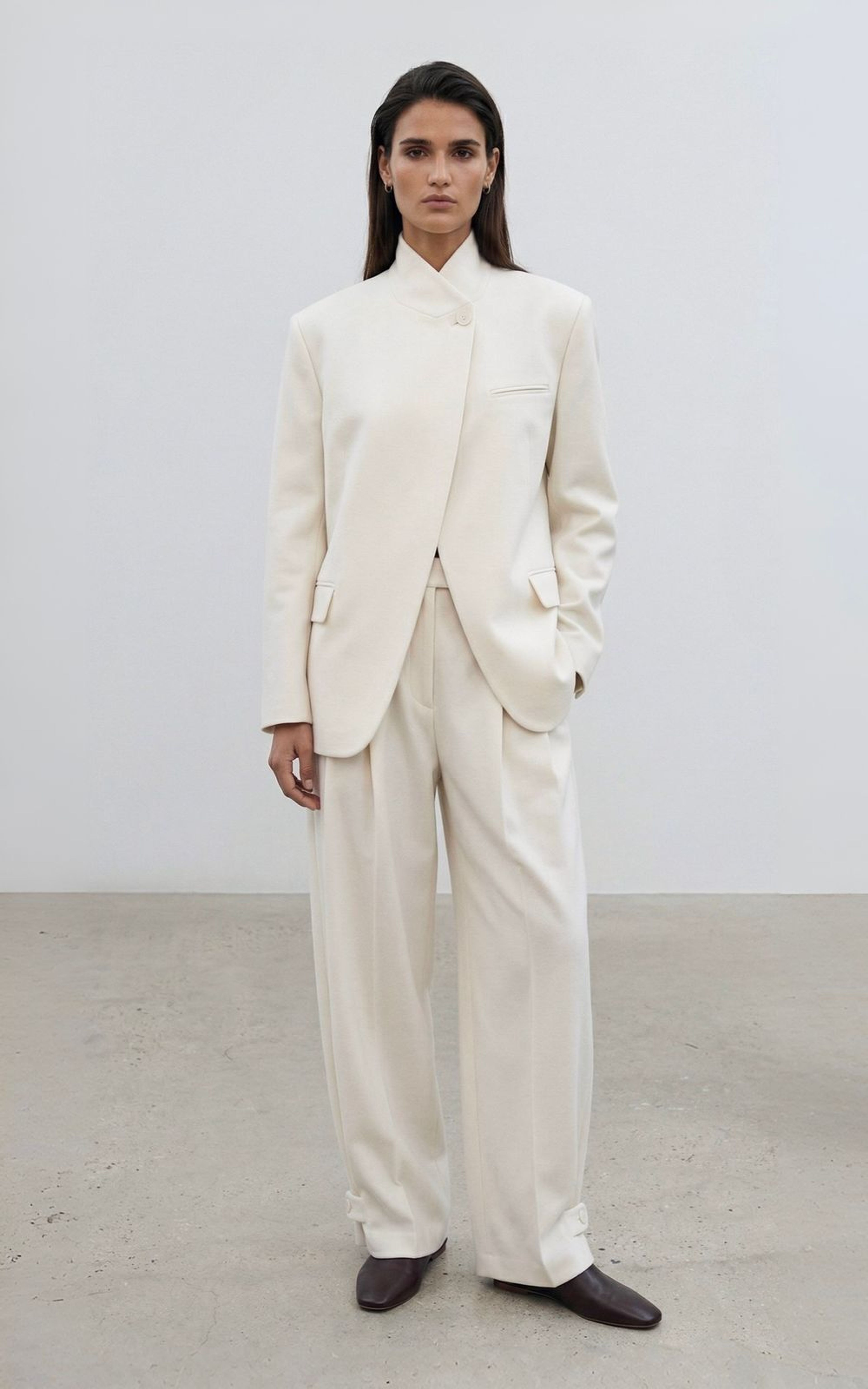 Asymmetric Front Stand-Collar Jacket