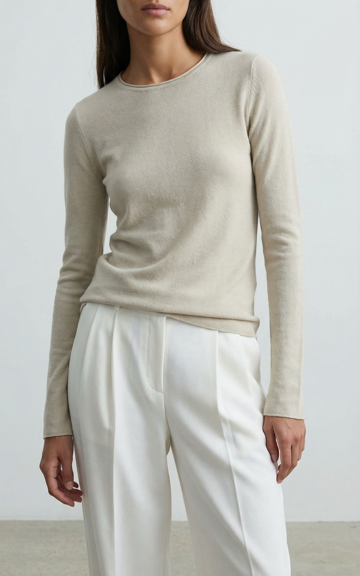 Лонгслів базовий трикотажний із круглою горловиною