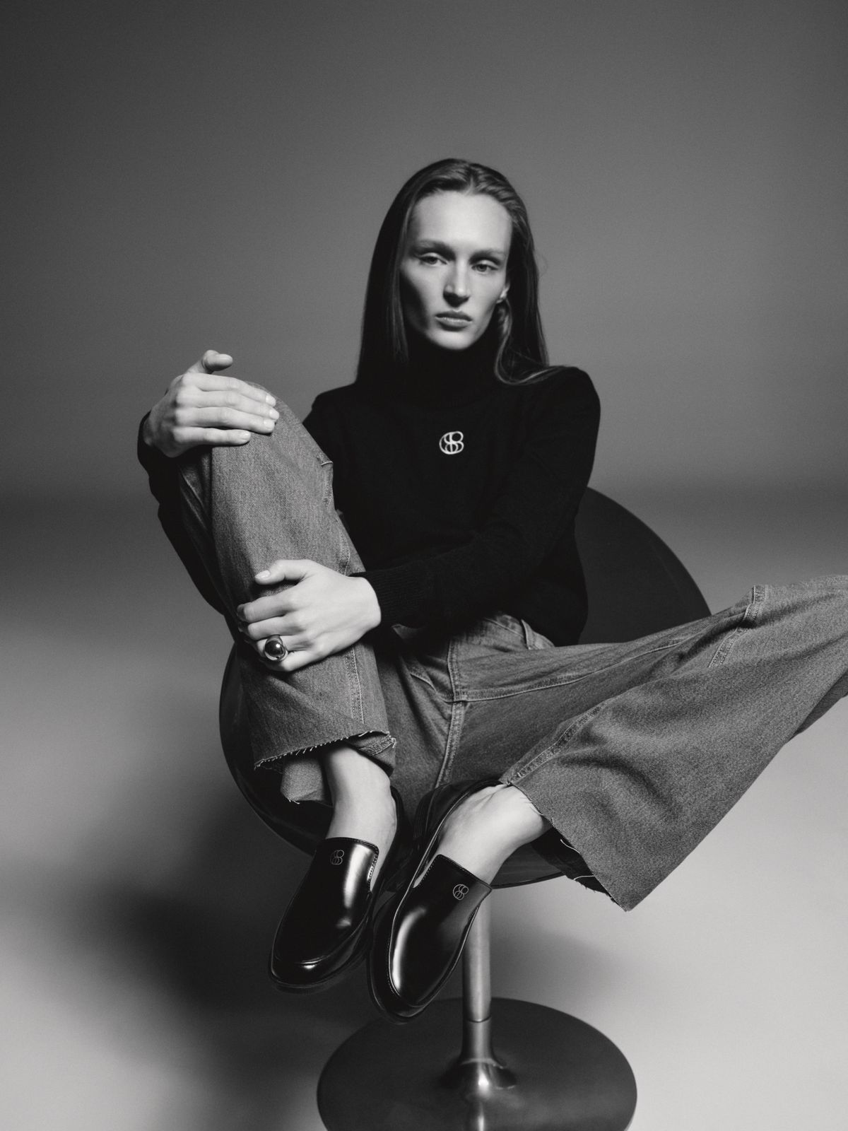 ★DNSR★ l Logo Turtleneck Black RIB TURTLENECK BLACK – FRAME