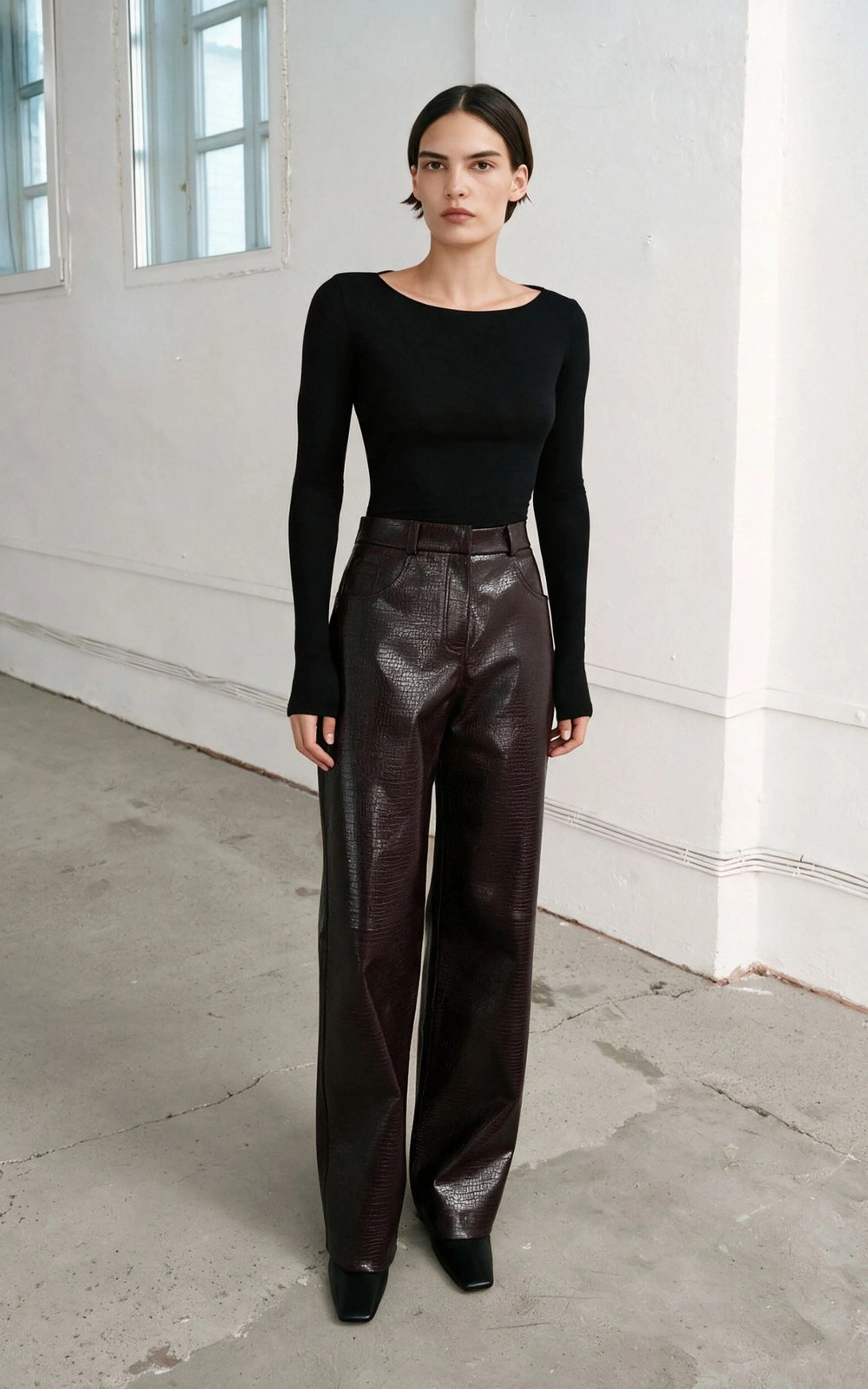 Textured Leather Pants