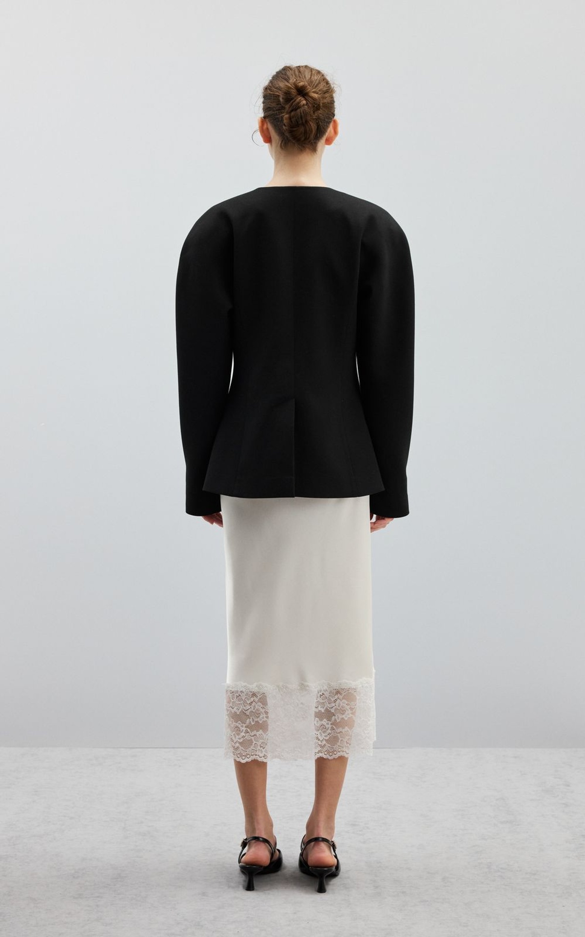 Satin Midi Skirt with Lace