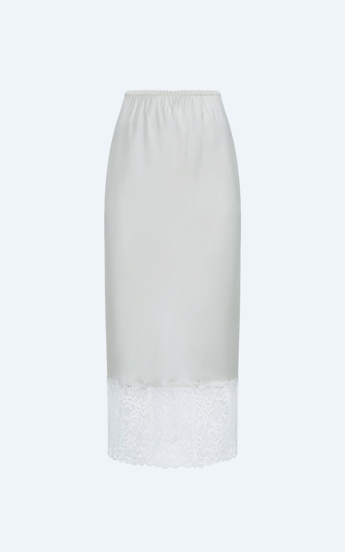 Satin Midi Skirt with Lace