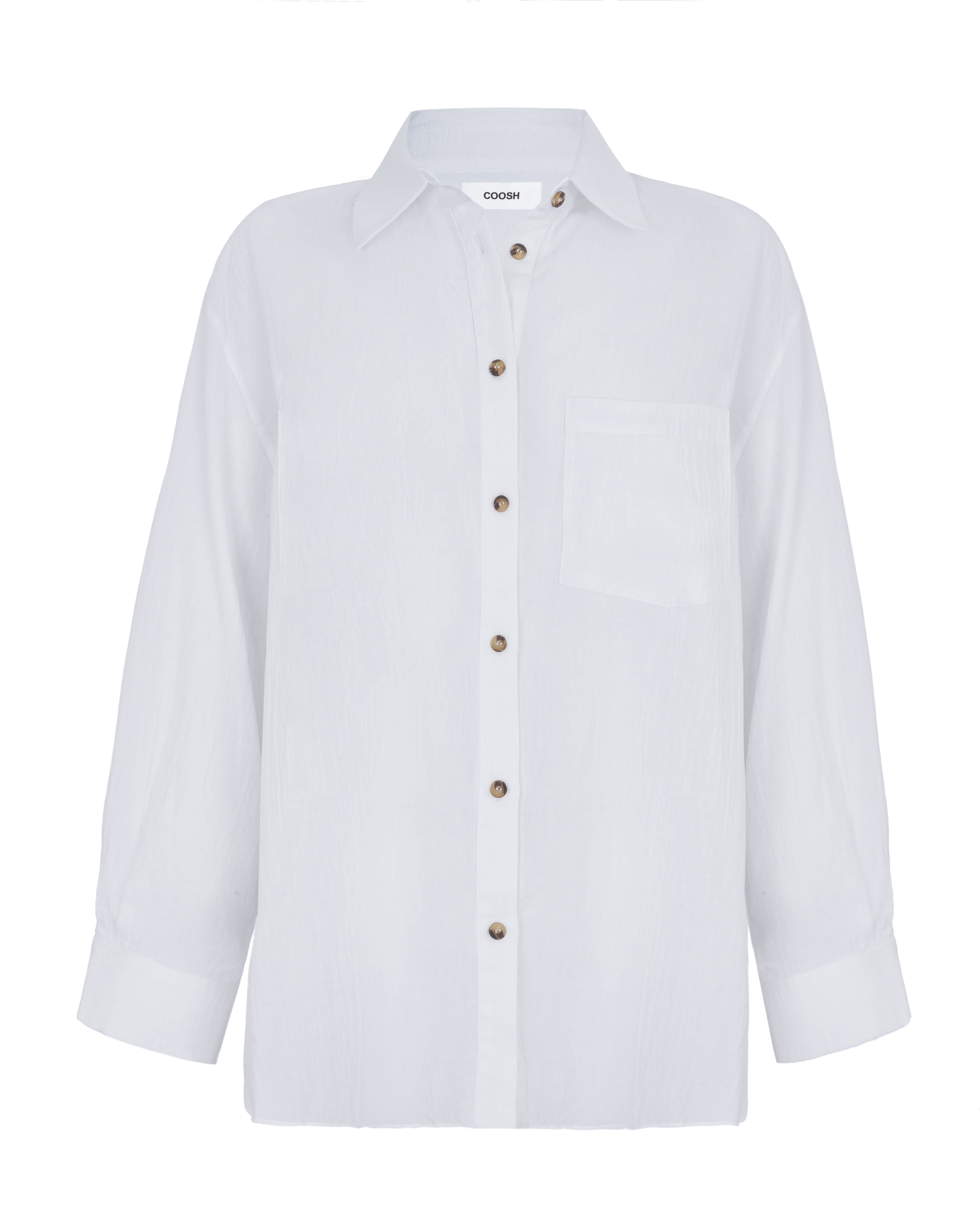 Creased Effect Translucent Shirt - Milky | COOSH