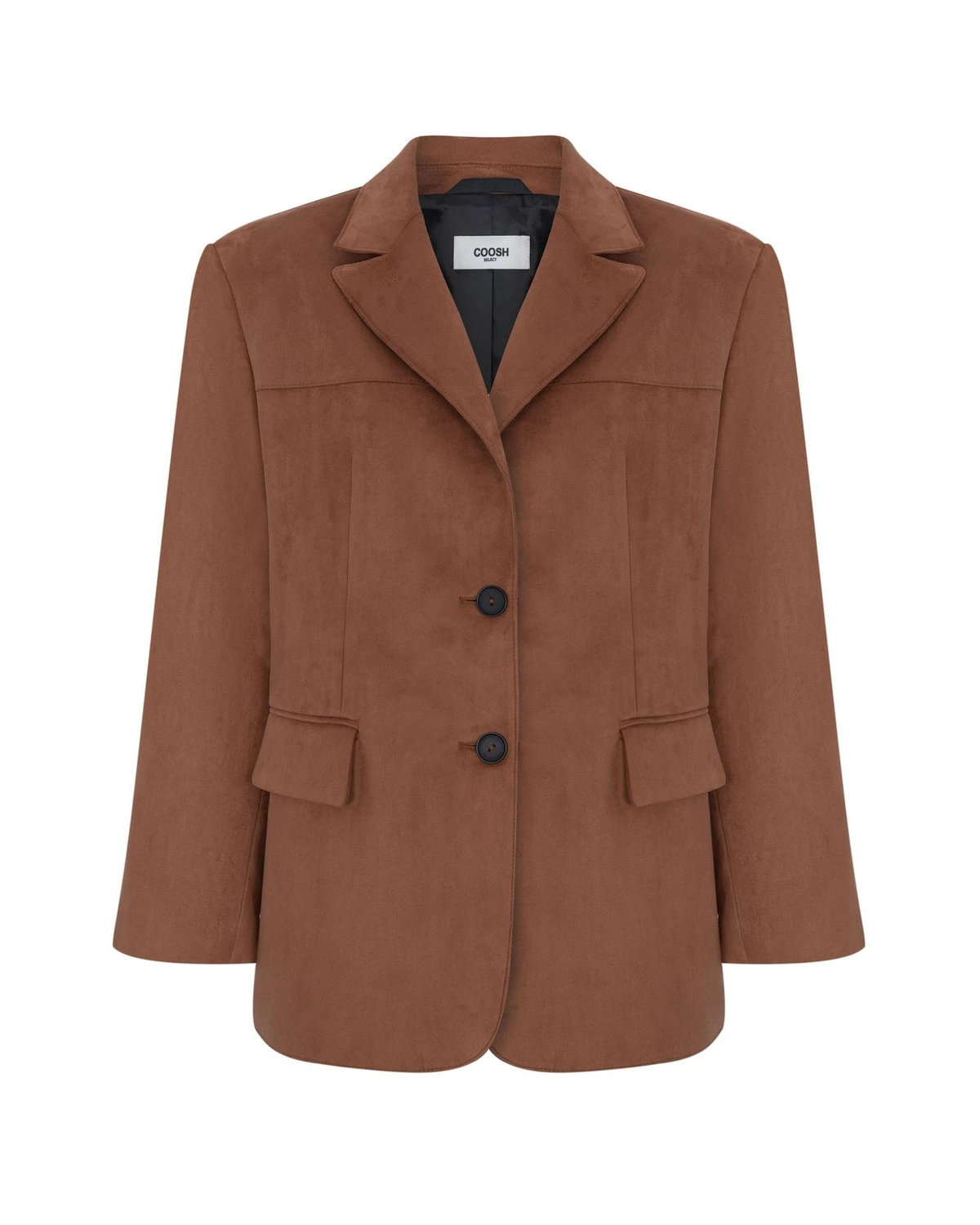 Premium Faux Suede Single-Breasted Blazer 