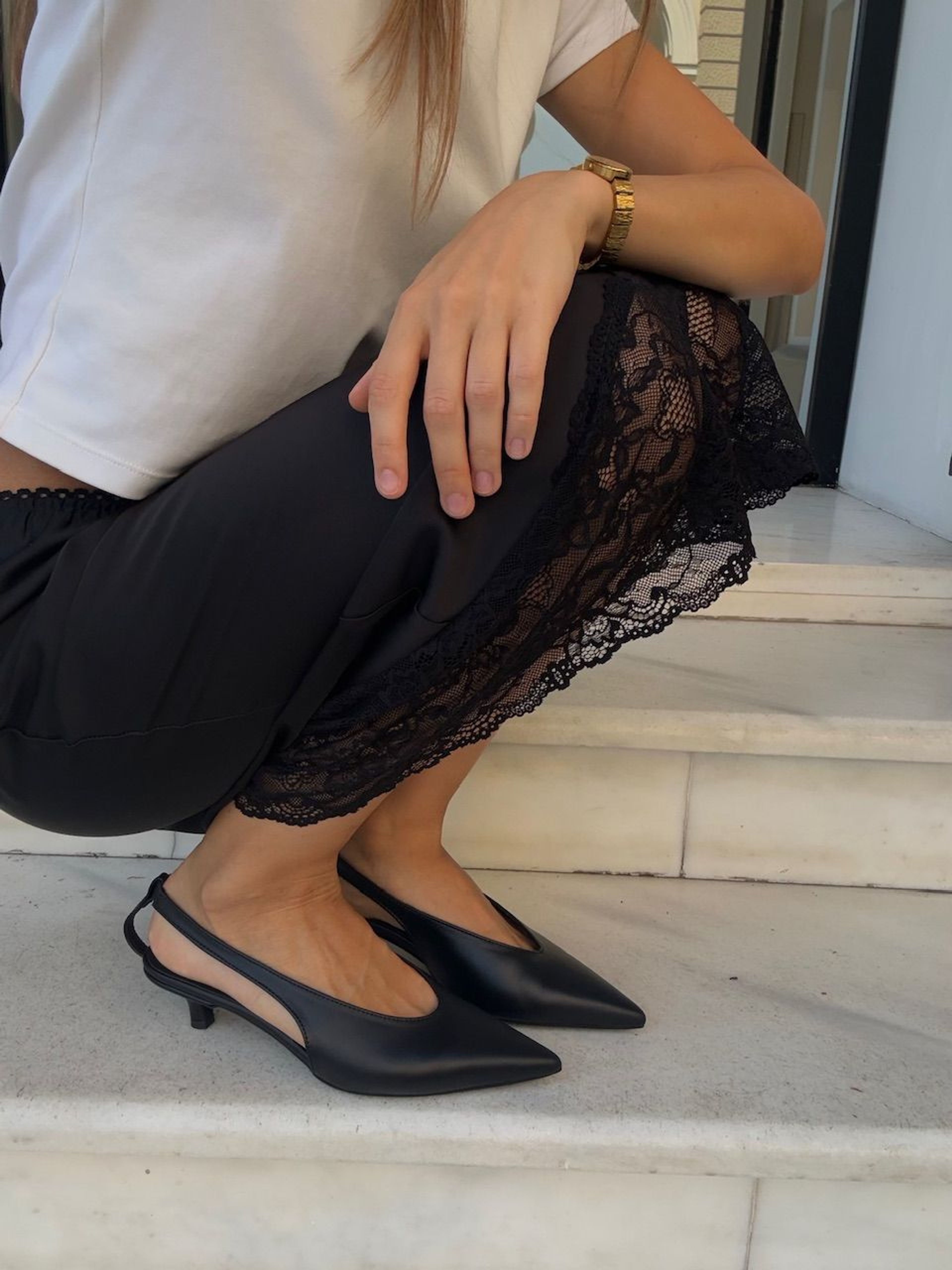 CONSTANCE Leather Slingbacks with Pointed Toe
