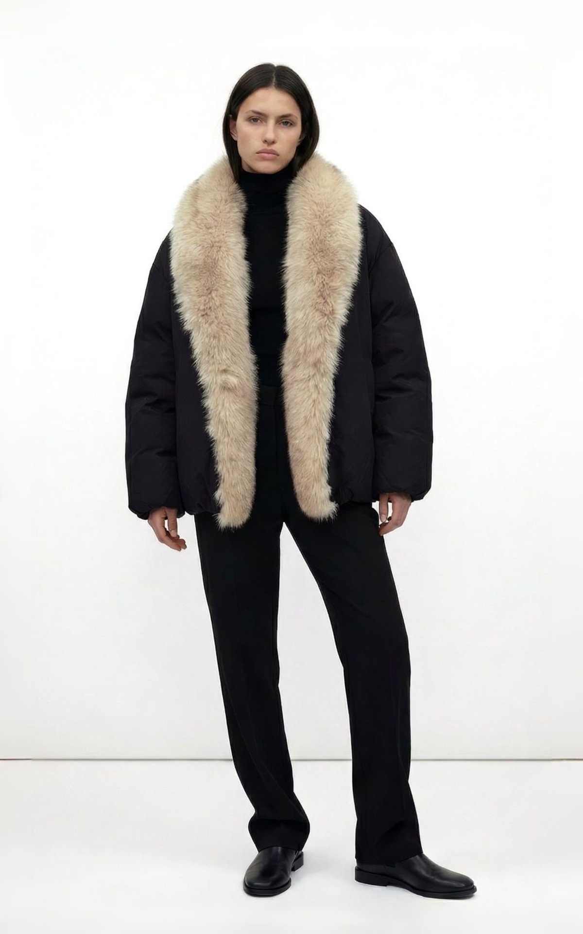 Short Parka with Detachable Fox Fur Collar