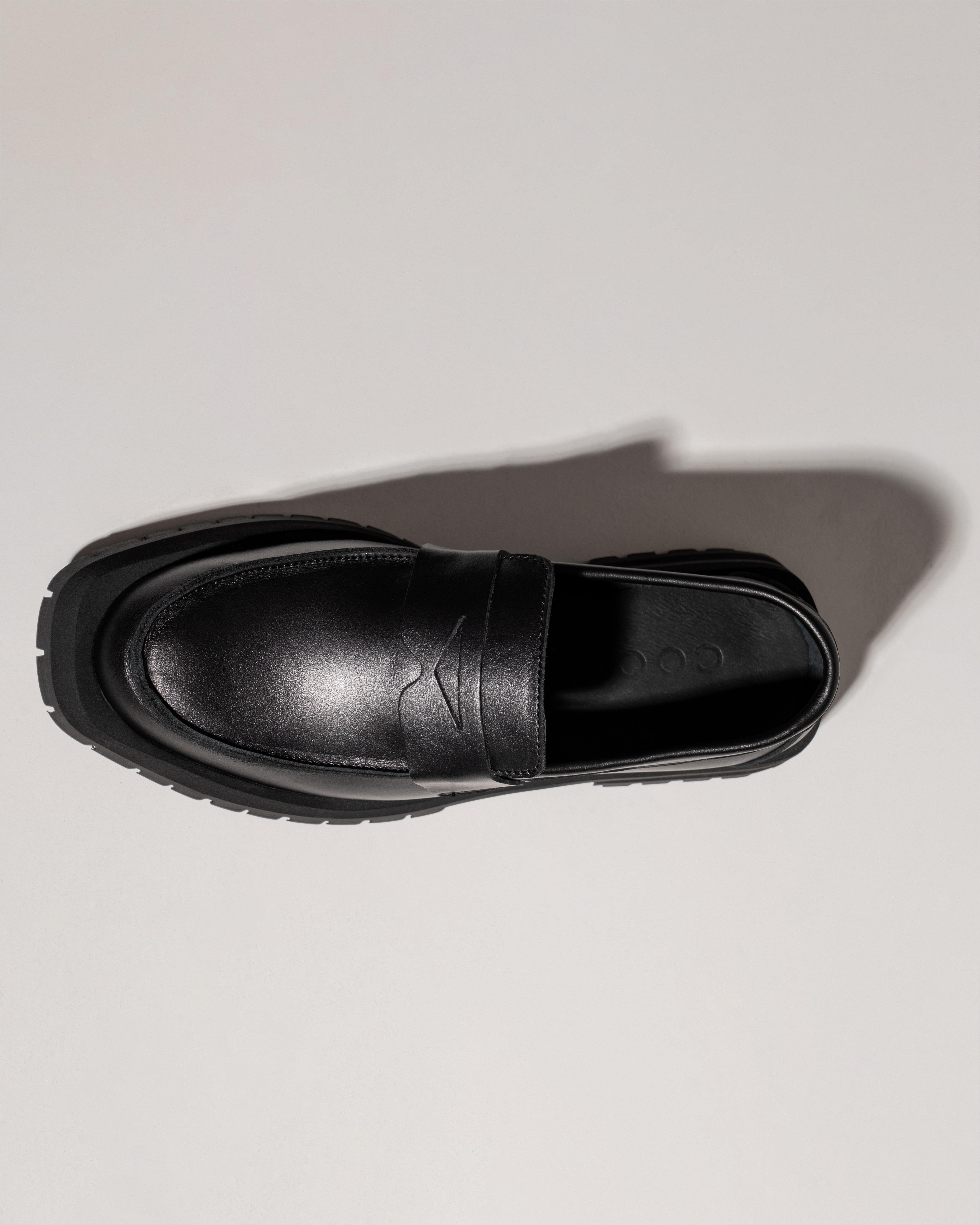 Leather Low Heel Loafers - Black | COOSH