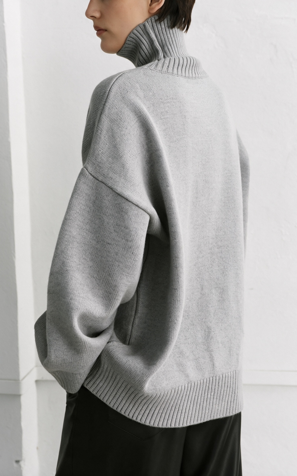 AMI Wool Blend Turtleneck Oversize Sweater - Grey | COOSH
