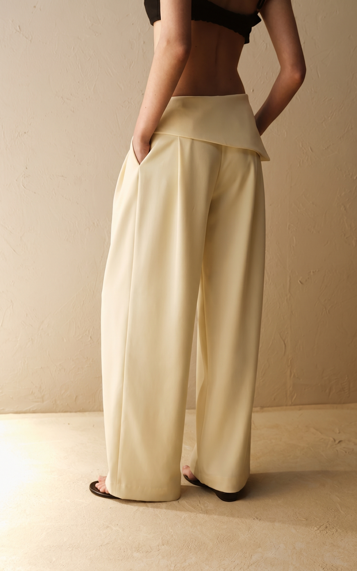 CLARK Palazzo Pants with Asymmetric Waistband
