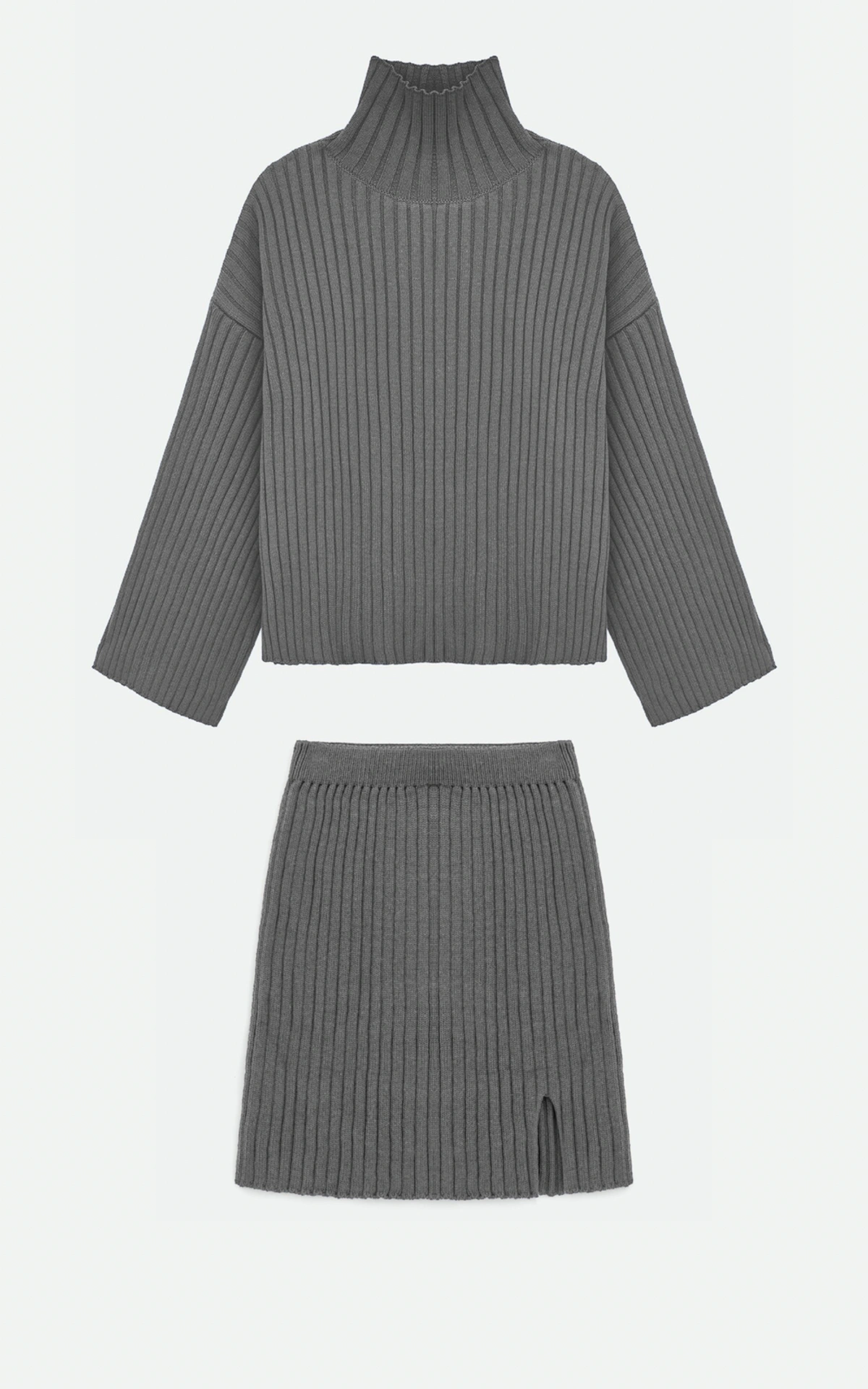 Dzianinowy Komplet: Sweter i Mini Spódnica